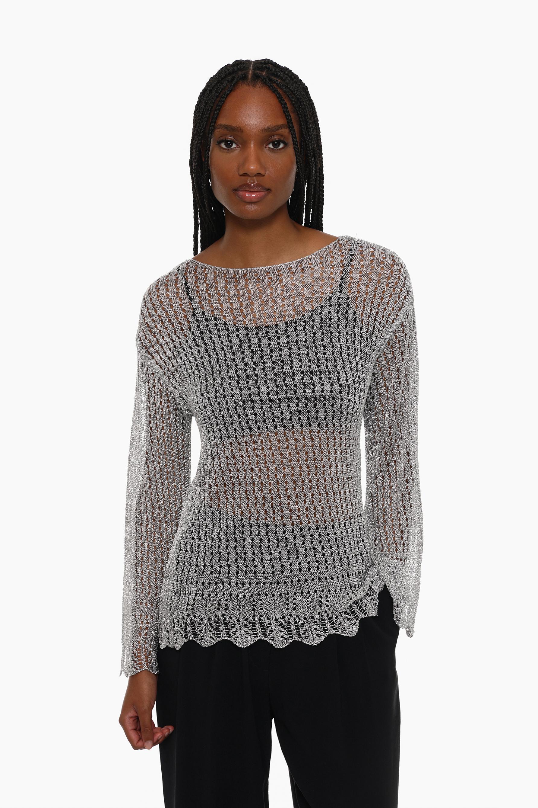 Metallic knit sweater hotsell