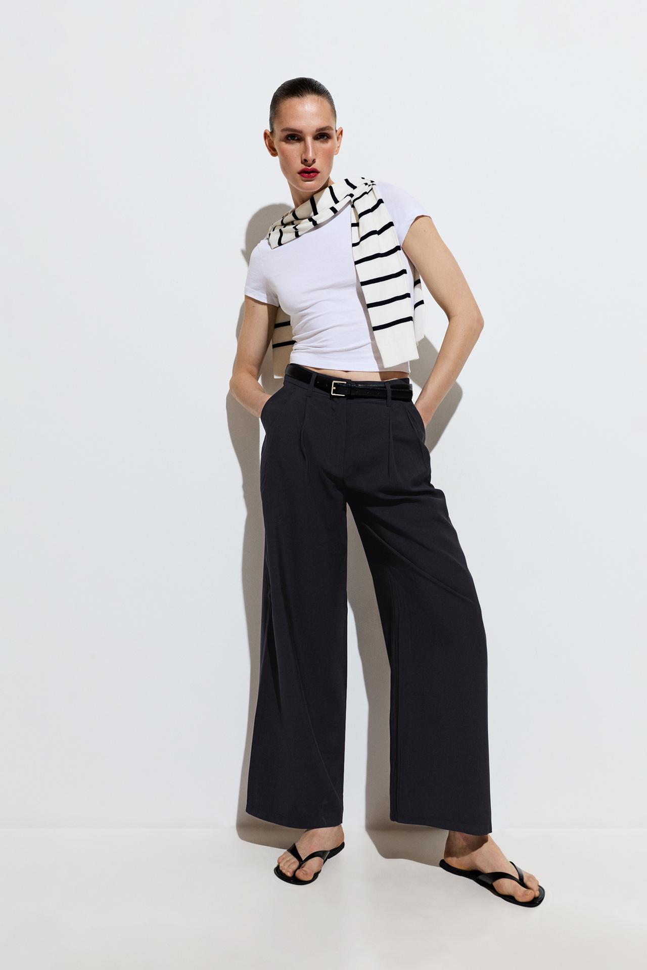 Flowing wide-leg trousers — NAVY