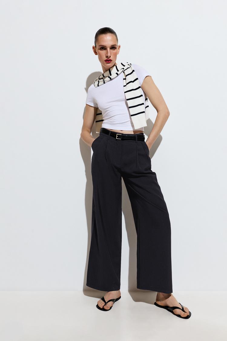 Flowing wide-leg trousers — NAVY