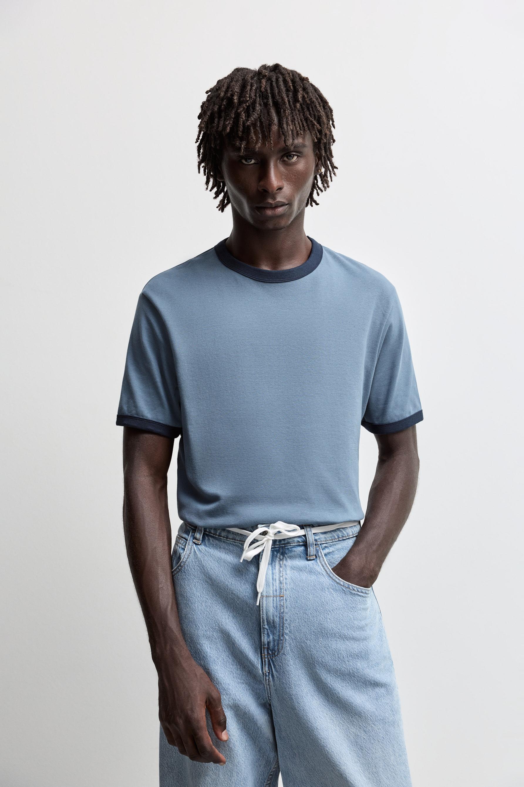 Contrast T-shirt — MEDIUM BLUE