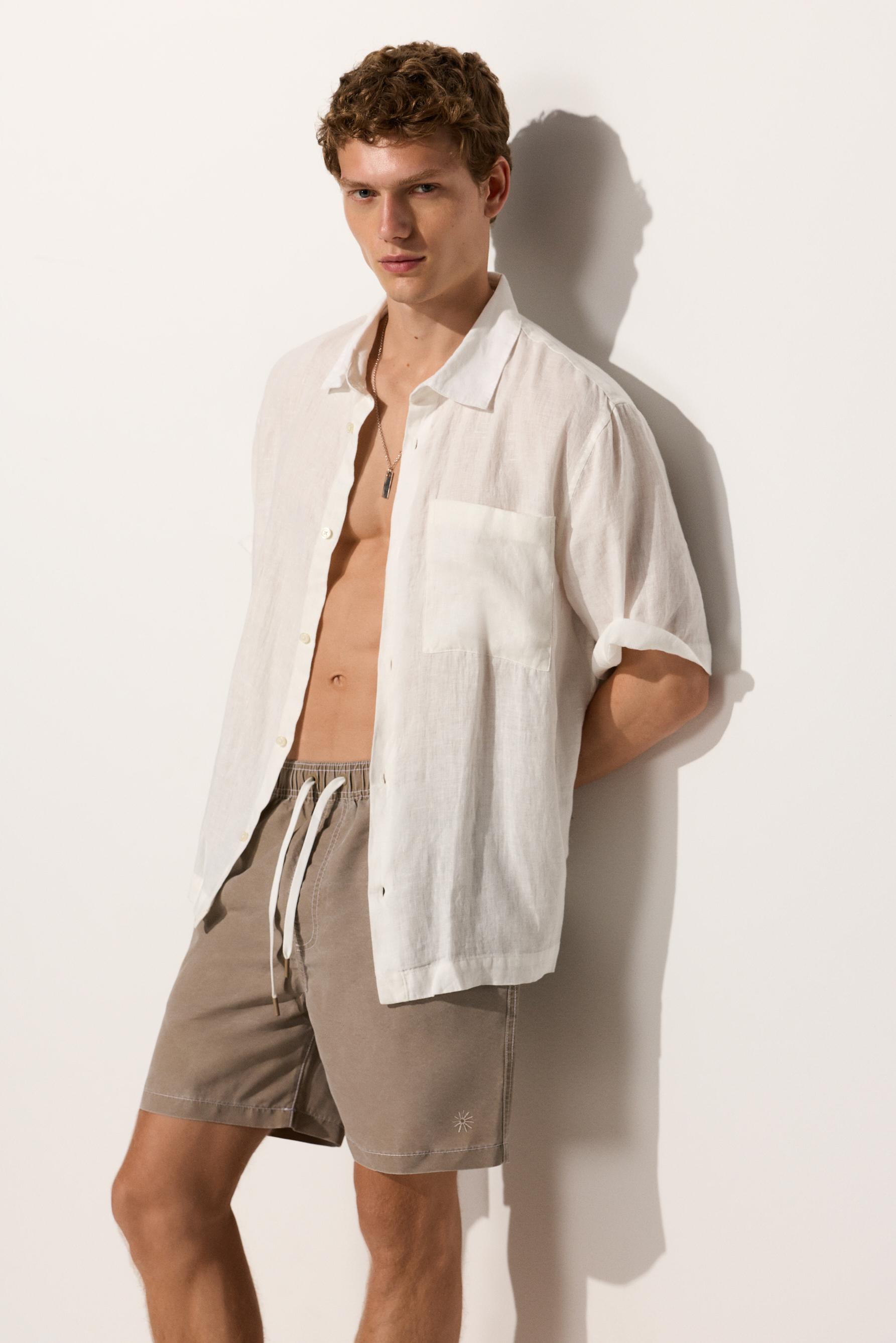 Faded-effect regular swimsuit — MINK
