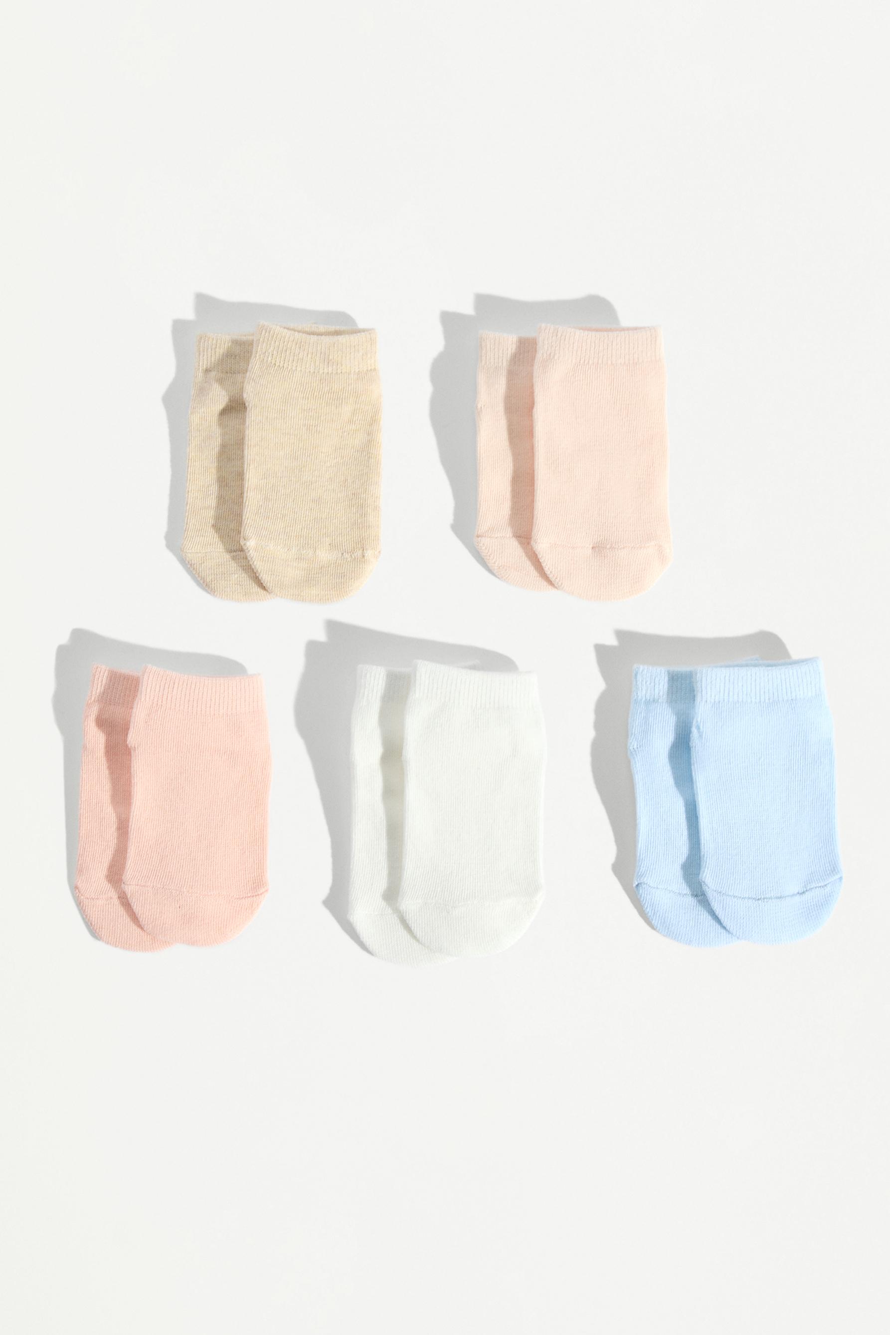5-pack of non-slip short socks — PINK TONES