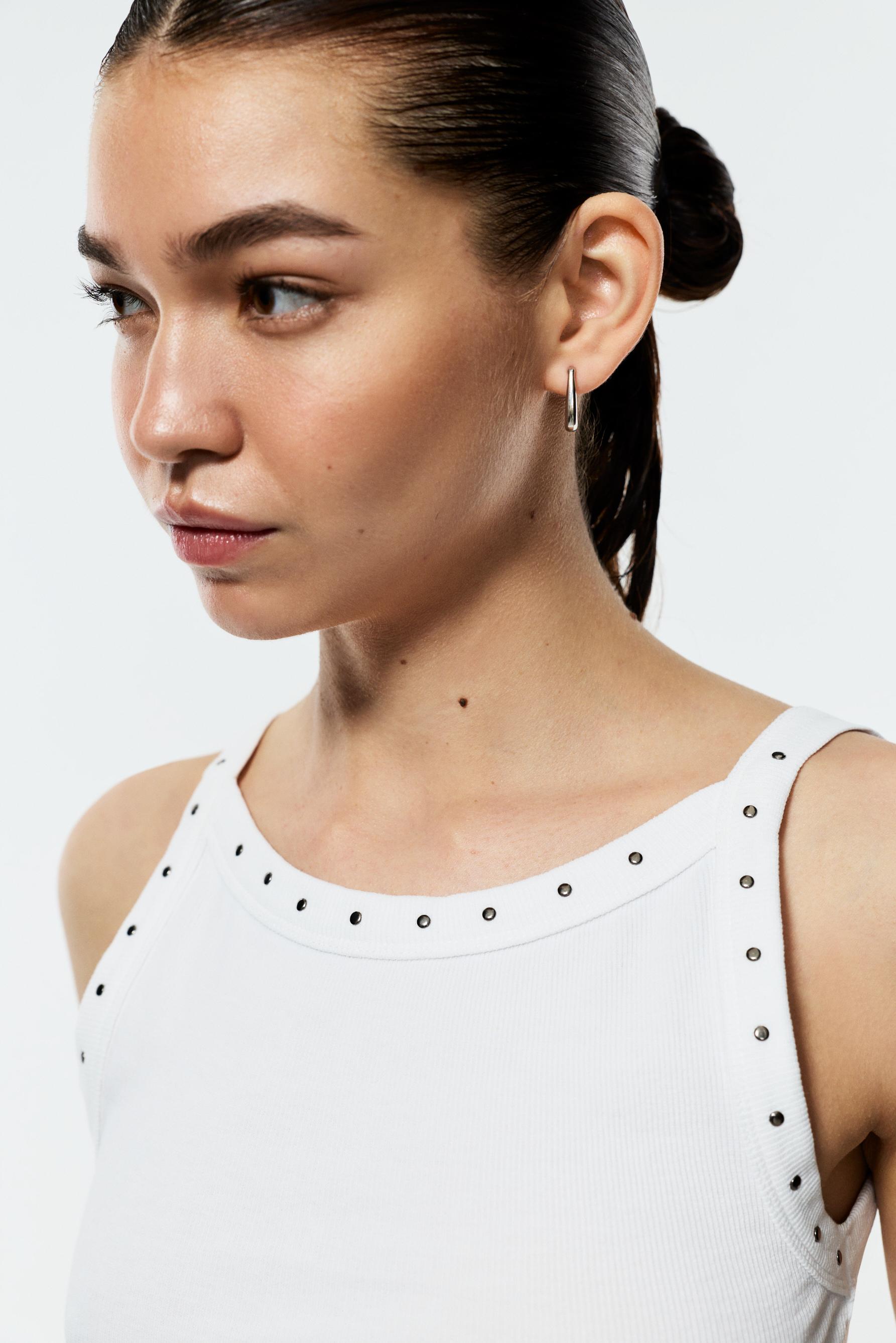 Ribbed top with studs — OFF WHITE