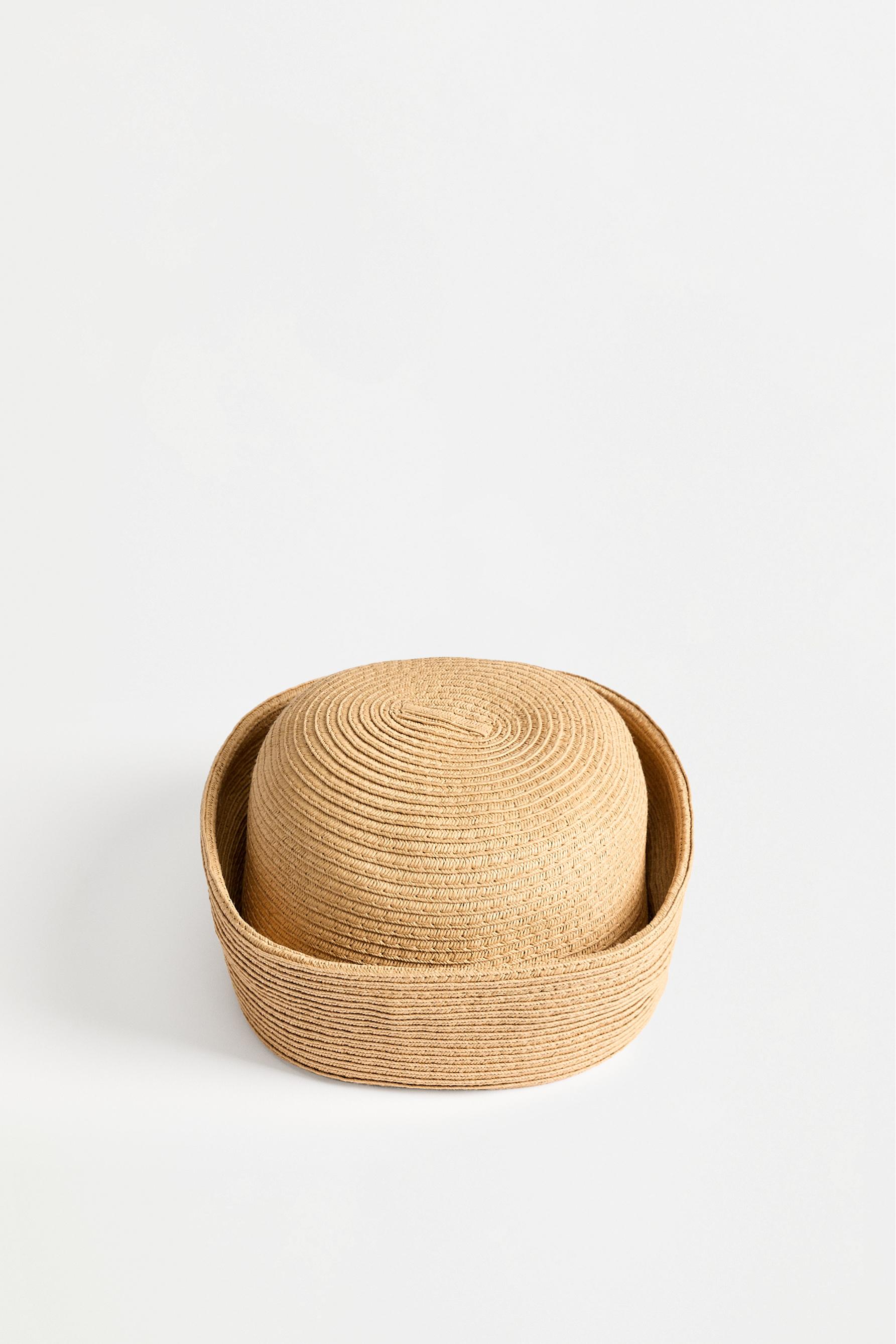 Raffia-effect sailor hat — ECRU/BROWN