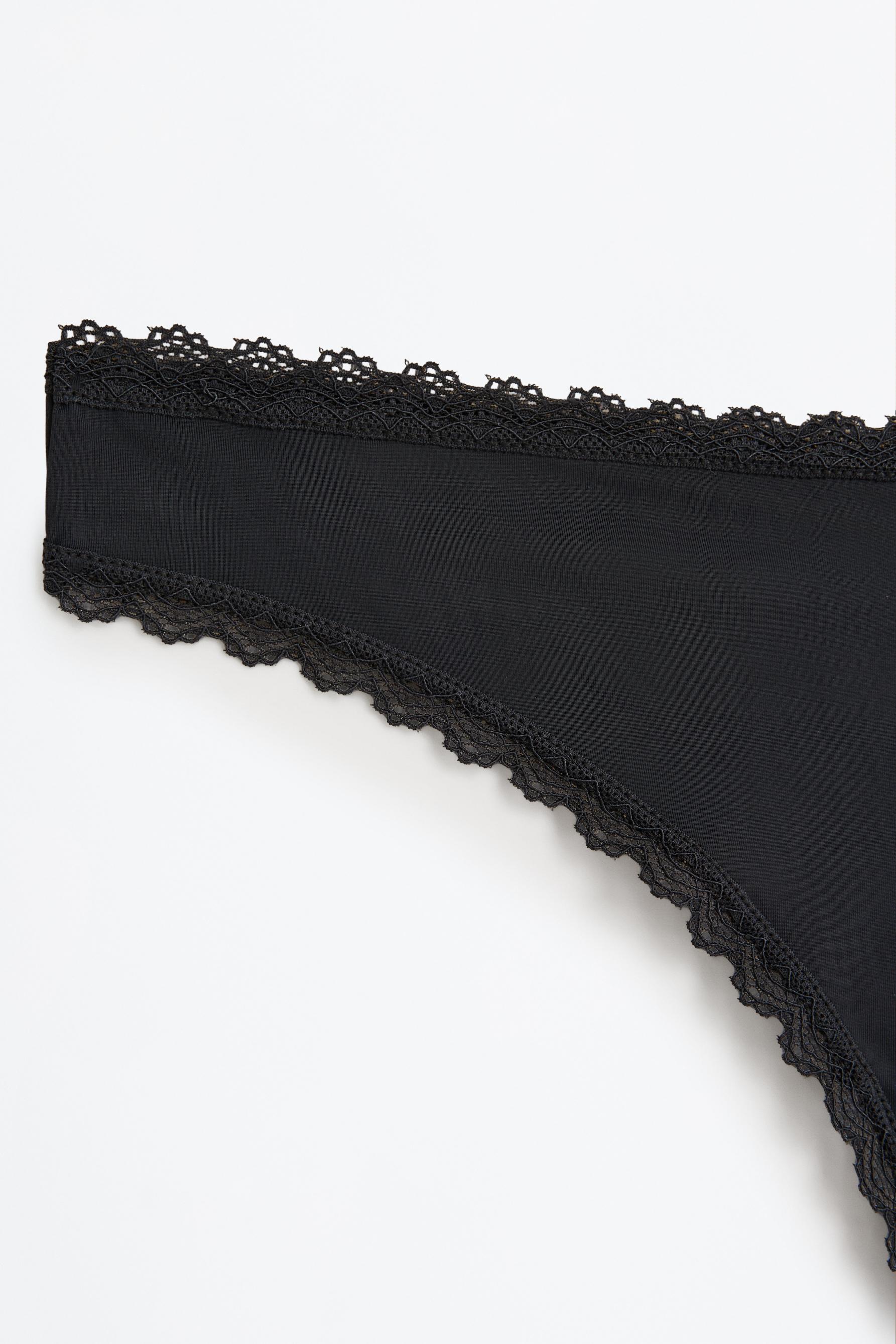 3-Pack of Brazilian briefs with lace trim — BLACK