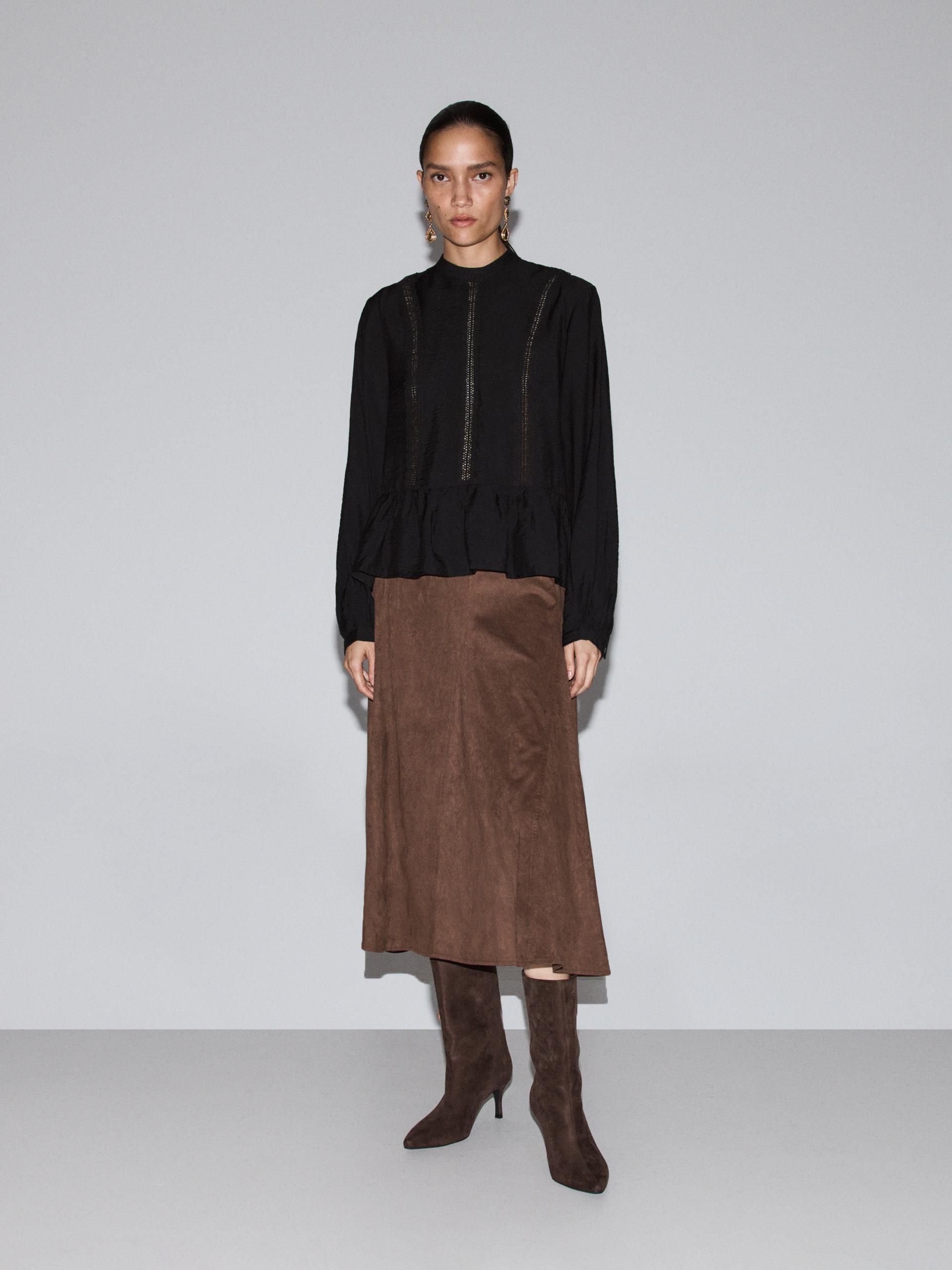 Falda midi efecto ante
