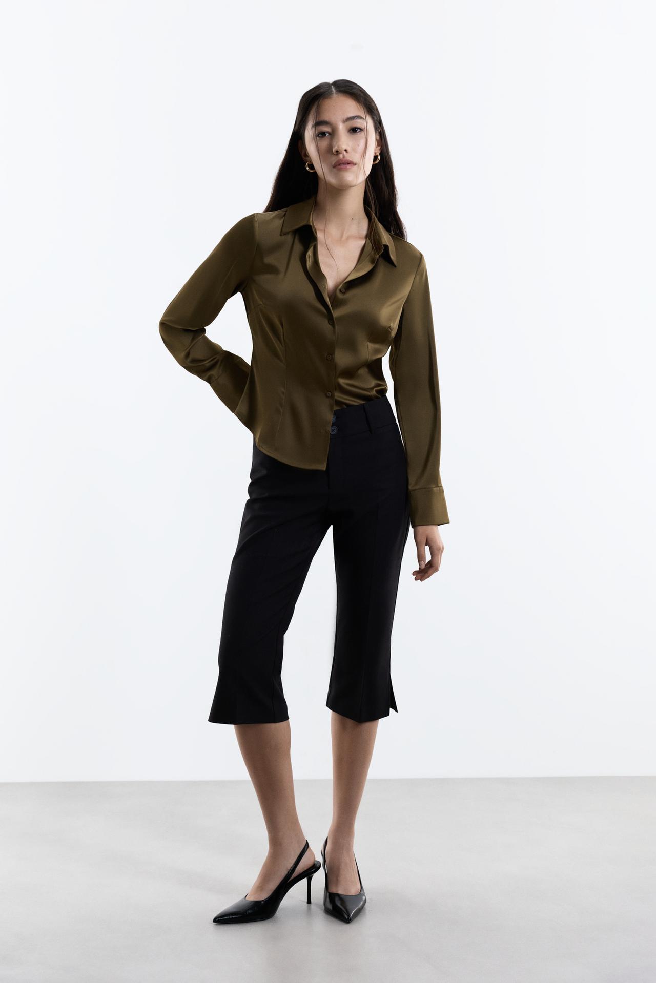 Satin shirt — KHAKI