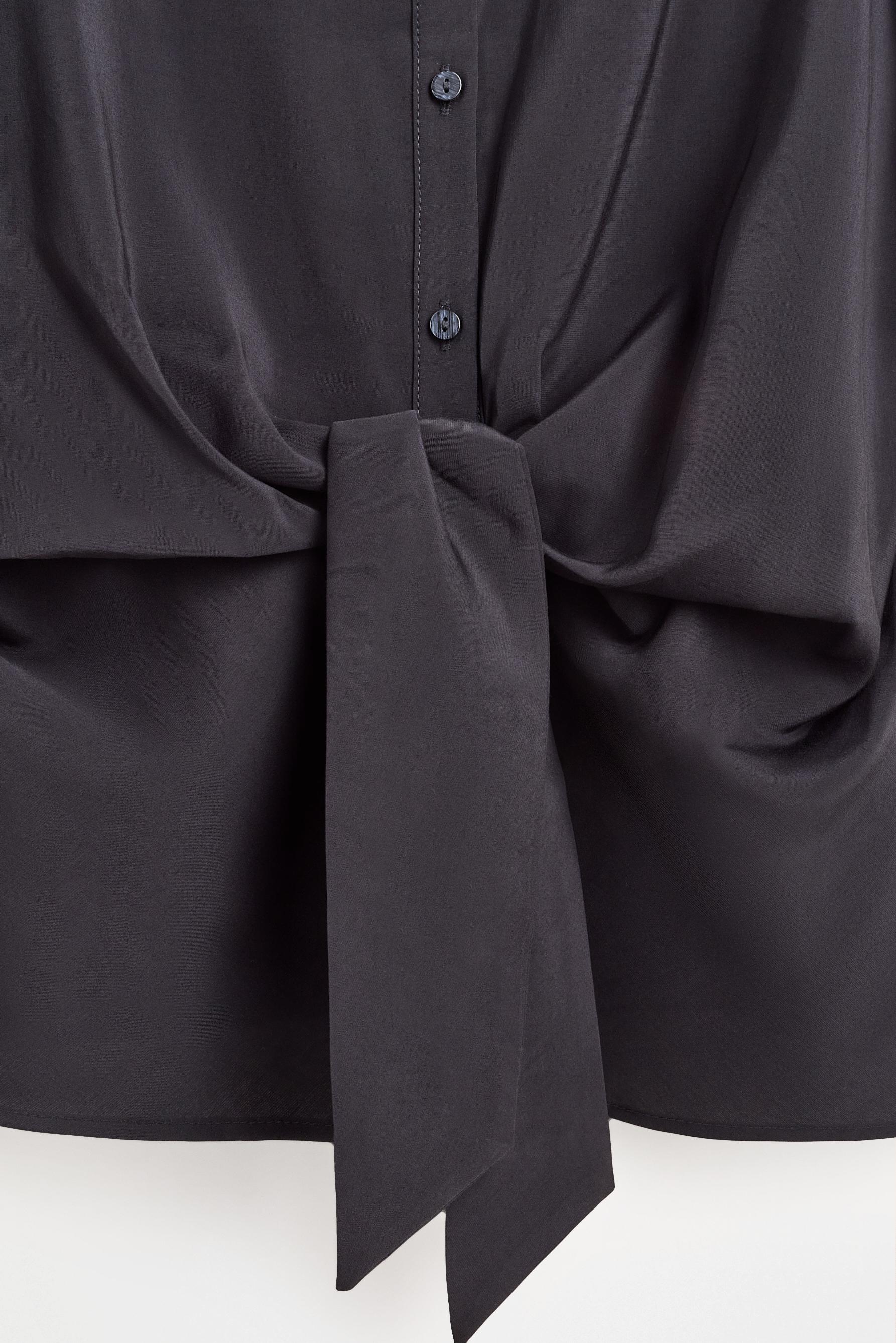 Shirt with tie detail — BLACK