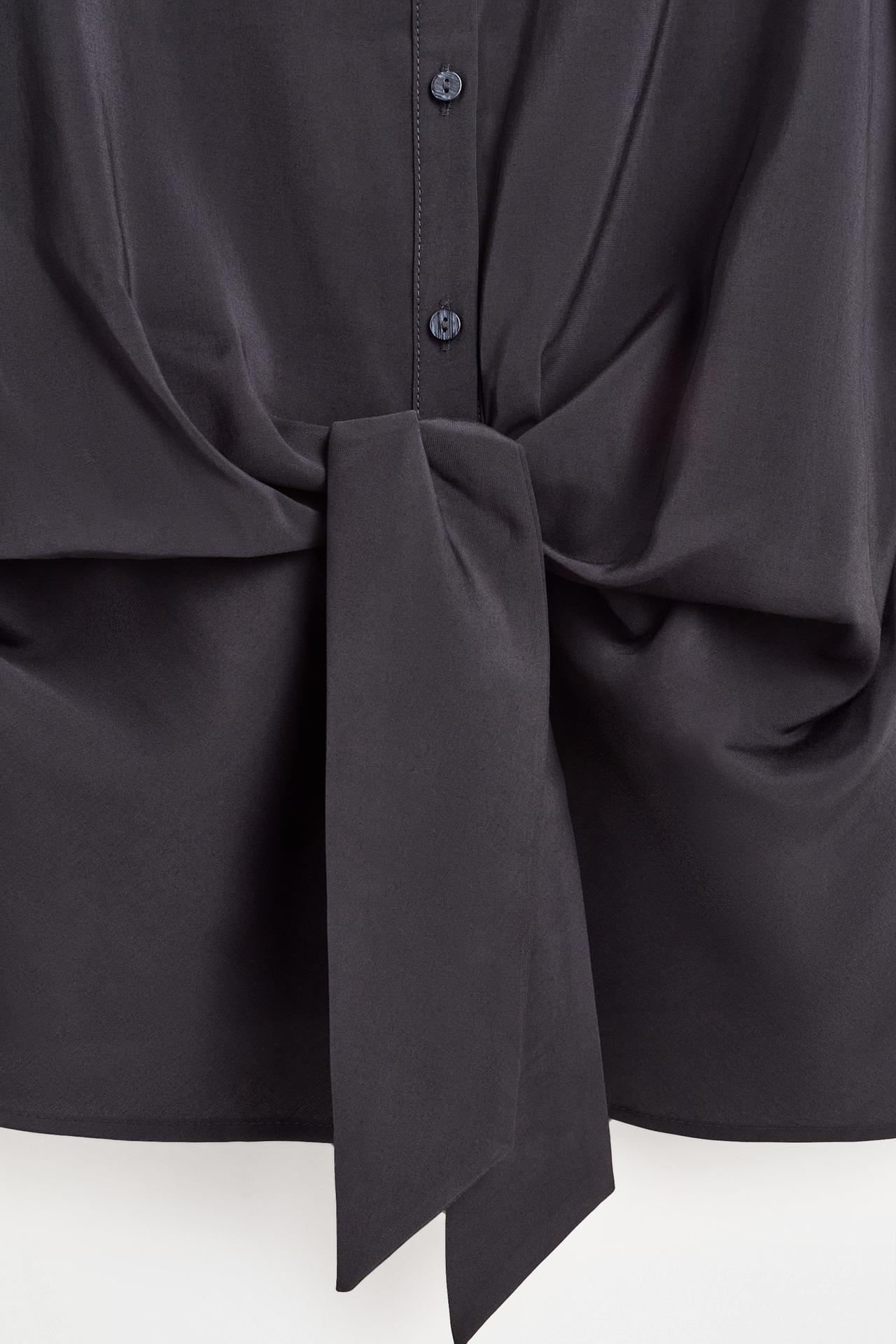 Shirt with tie detail — BLACK