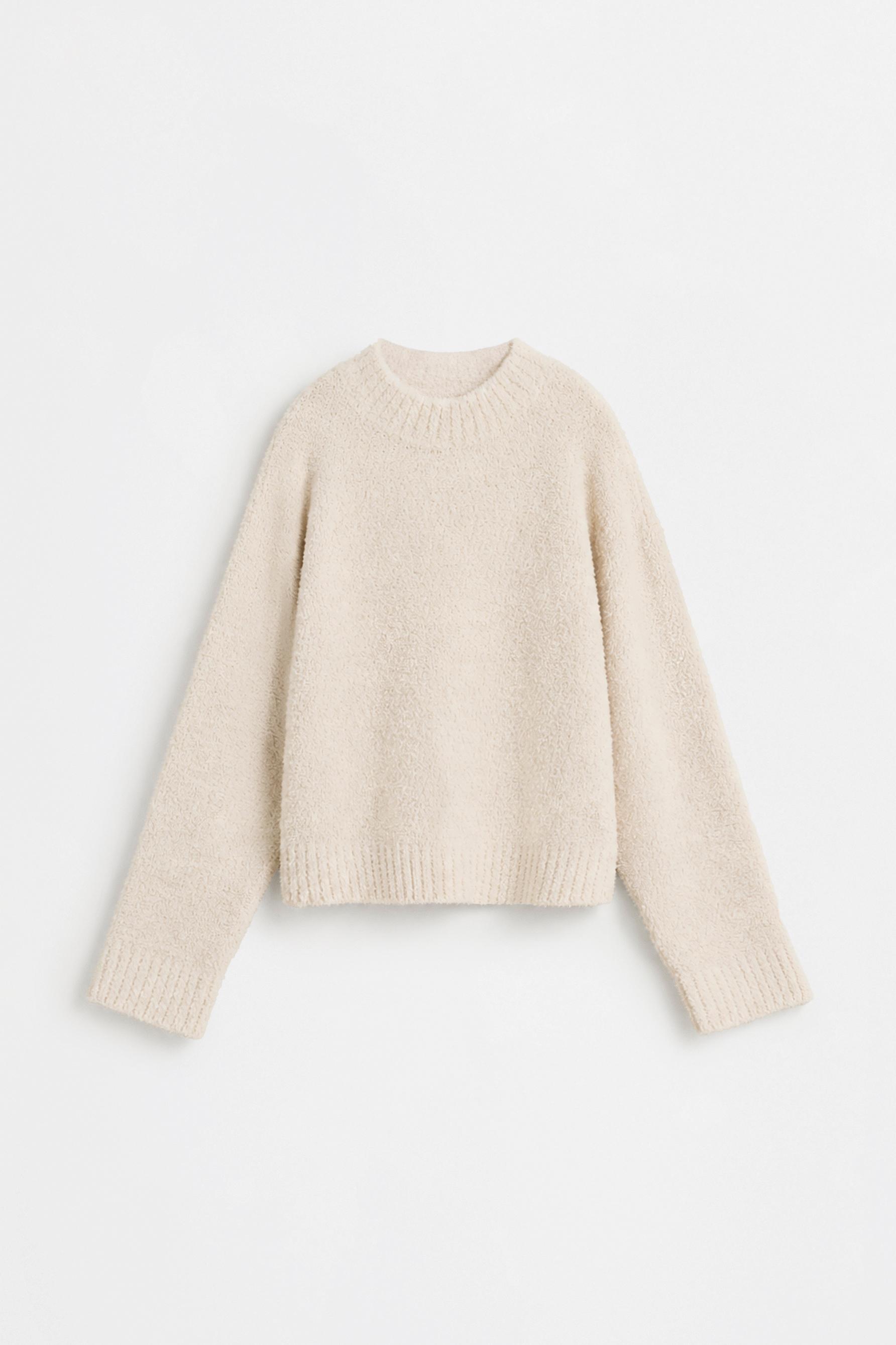Bouclé knit sweater and trousers set — ECRU
