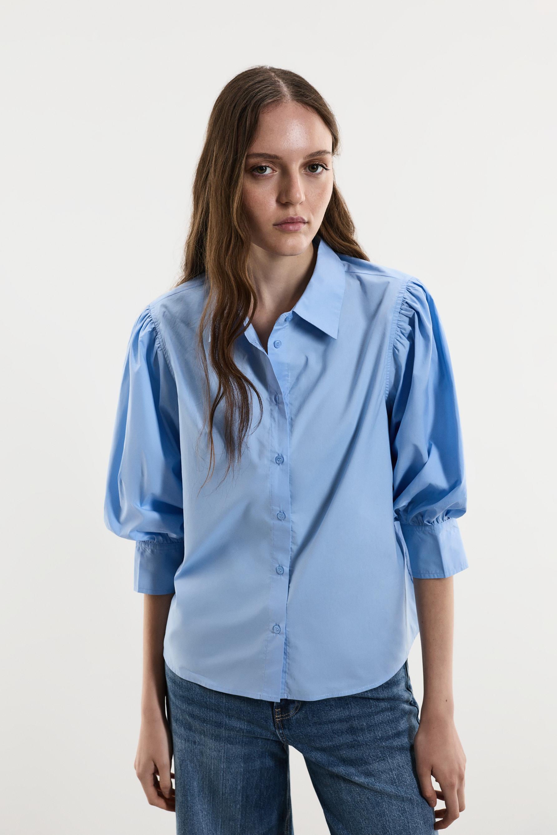 Balloon sleeve blouse — PALE BLUE