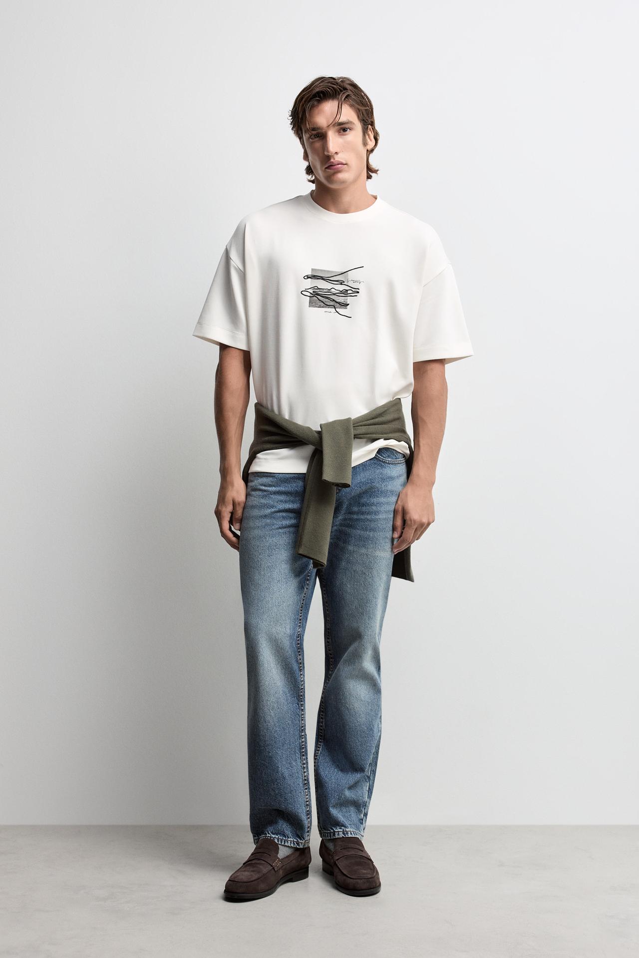 Printed interlock T-shirt — OFF WHITE