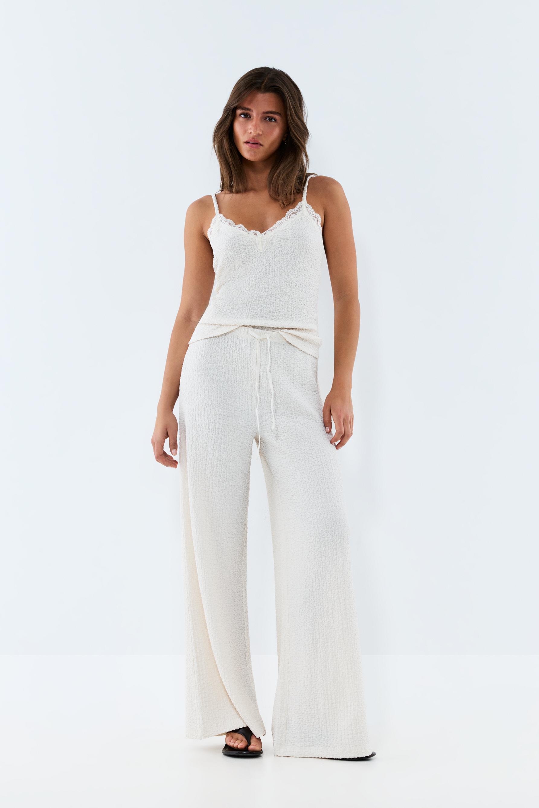 Textured strappy top — OFF WHITE