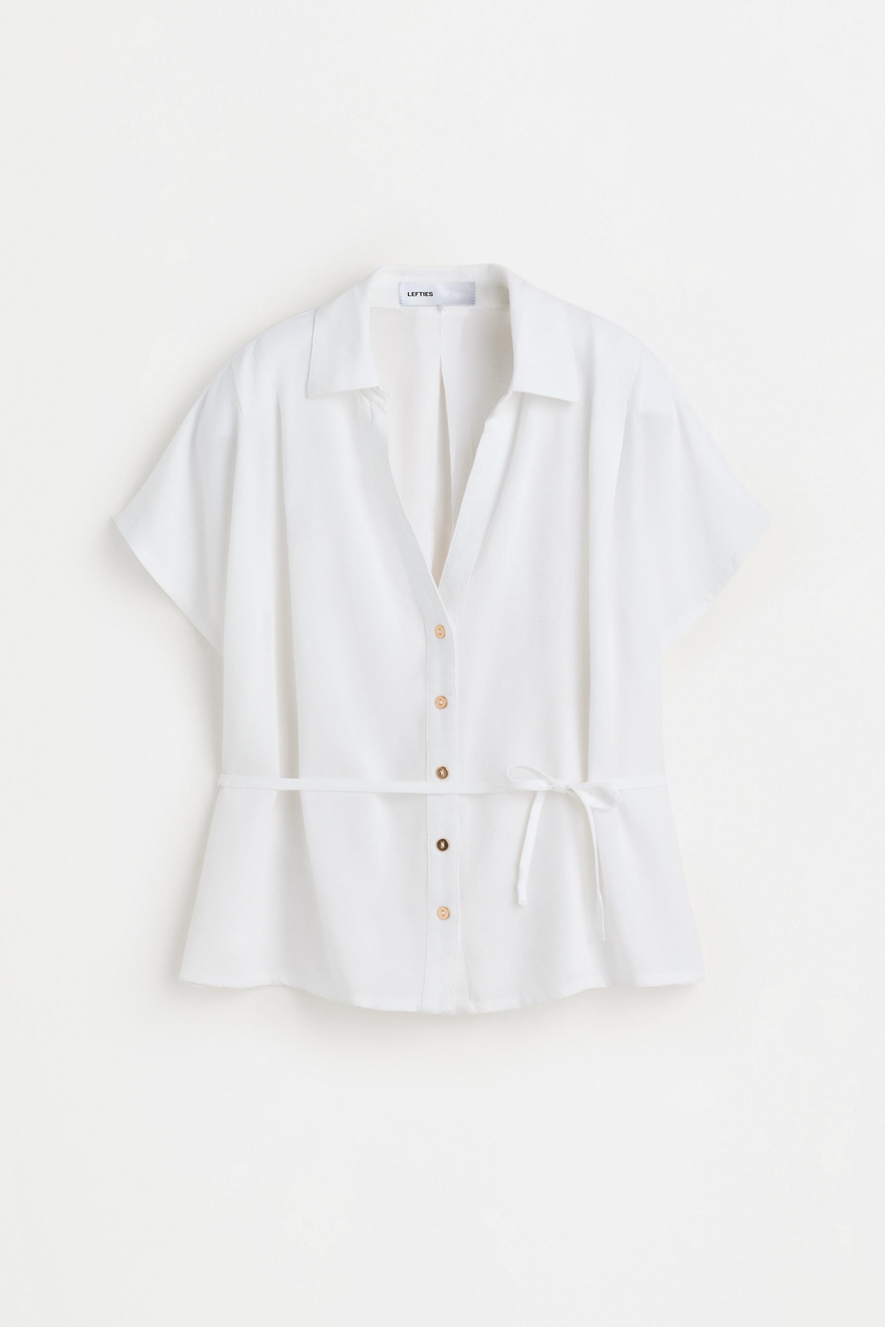 Tie-waist shirt — WHITE