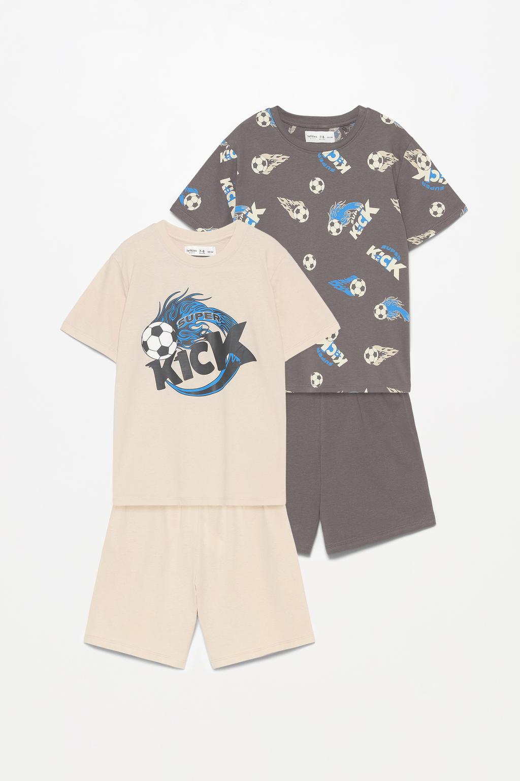 Pack of 2 short pyjamas with football prints