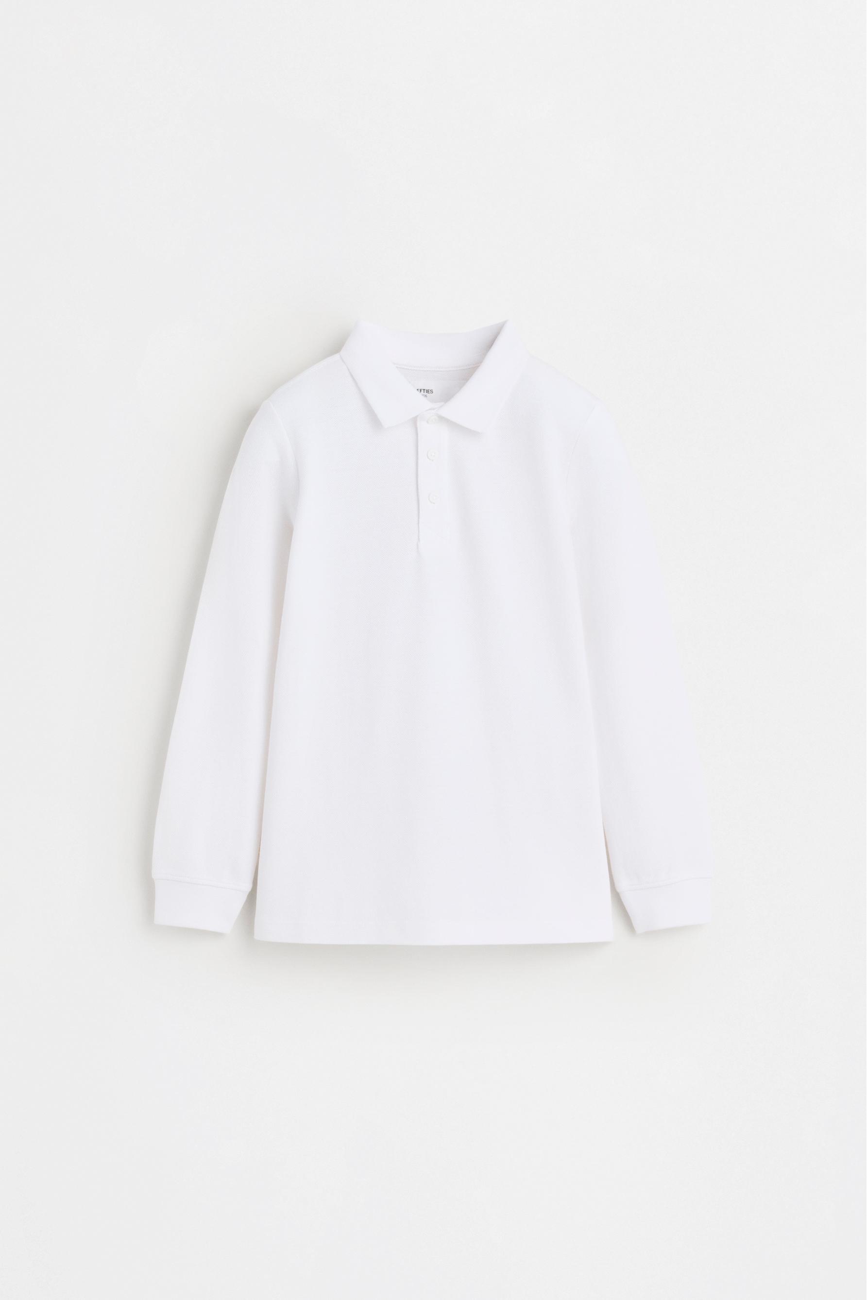 Basic long sleeve polo shirt — WHITE
