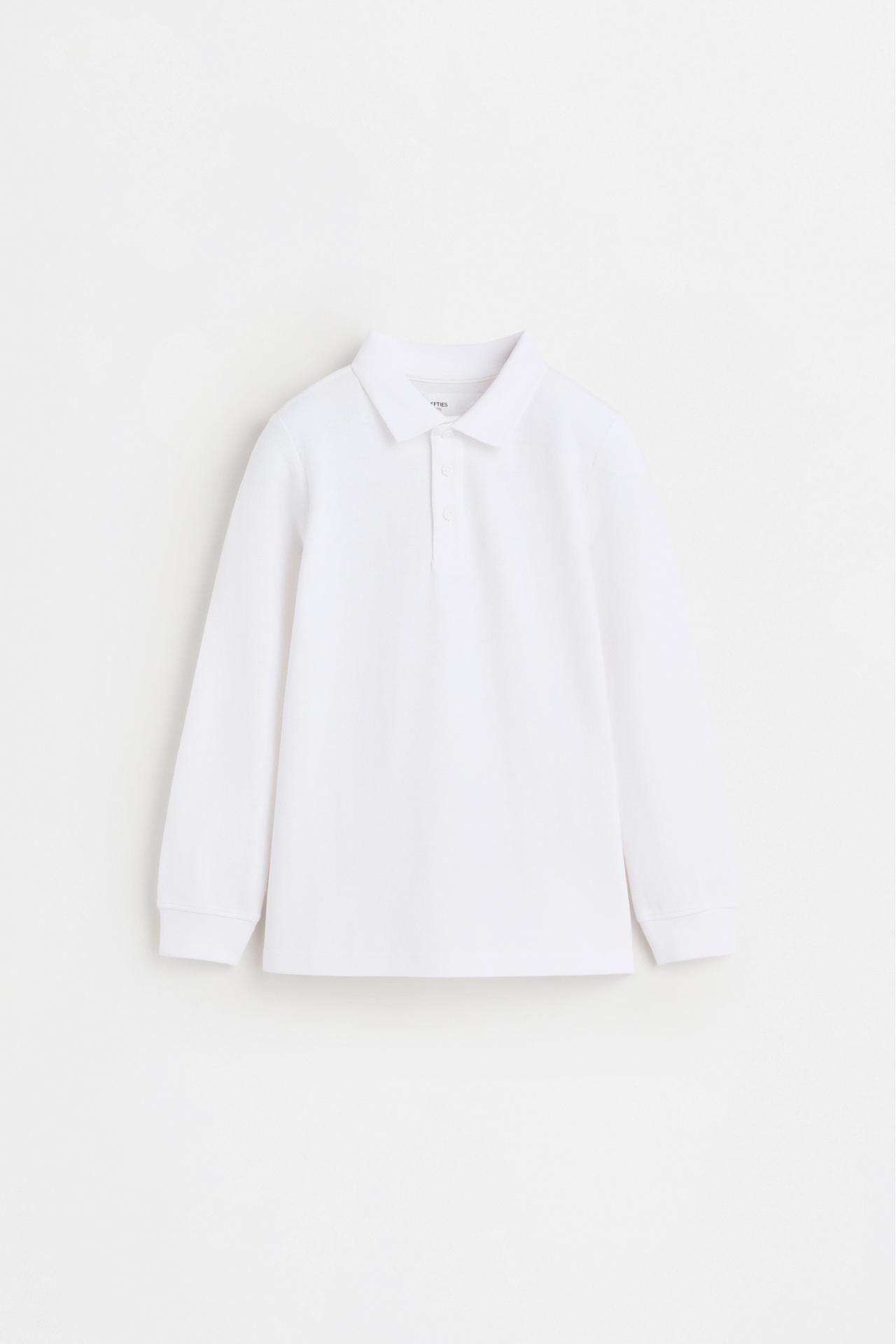 Basic long sleeve polo shirt — WHITE