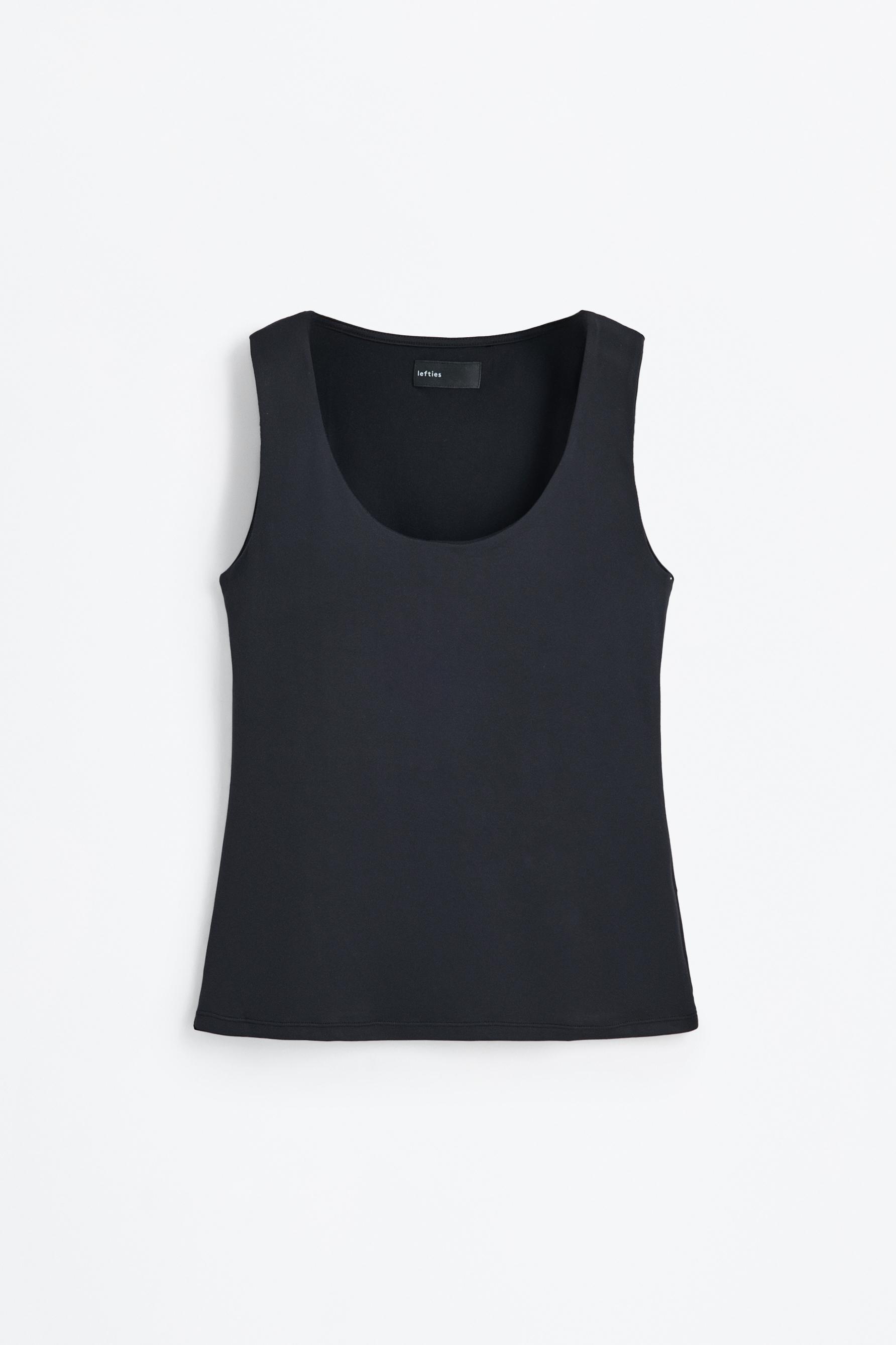 Polyamide T-shirt with wide straps — BLACK