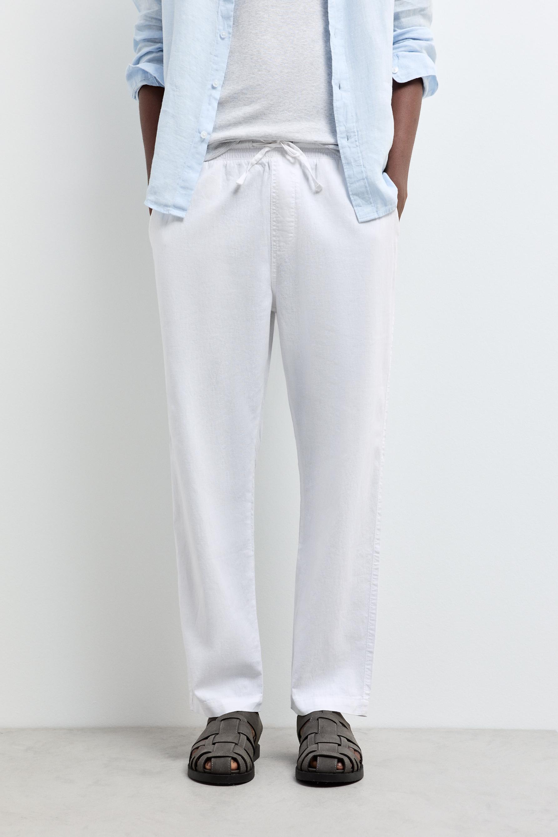Linen-cotton jogger trousers — WHITE