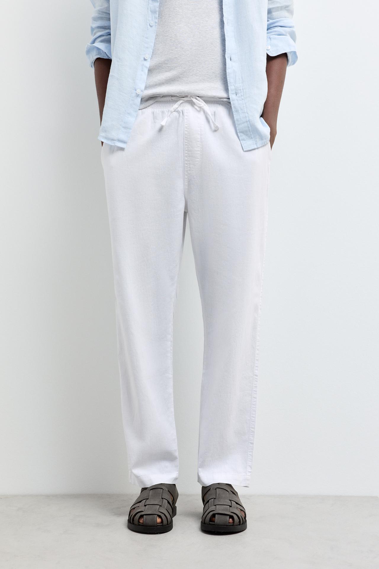 Linen-cotton jogger trousers — WHITE