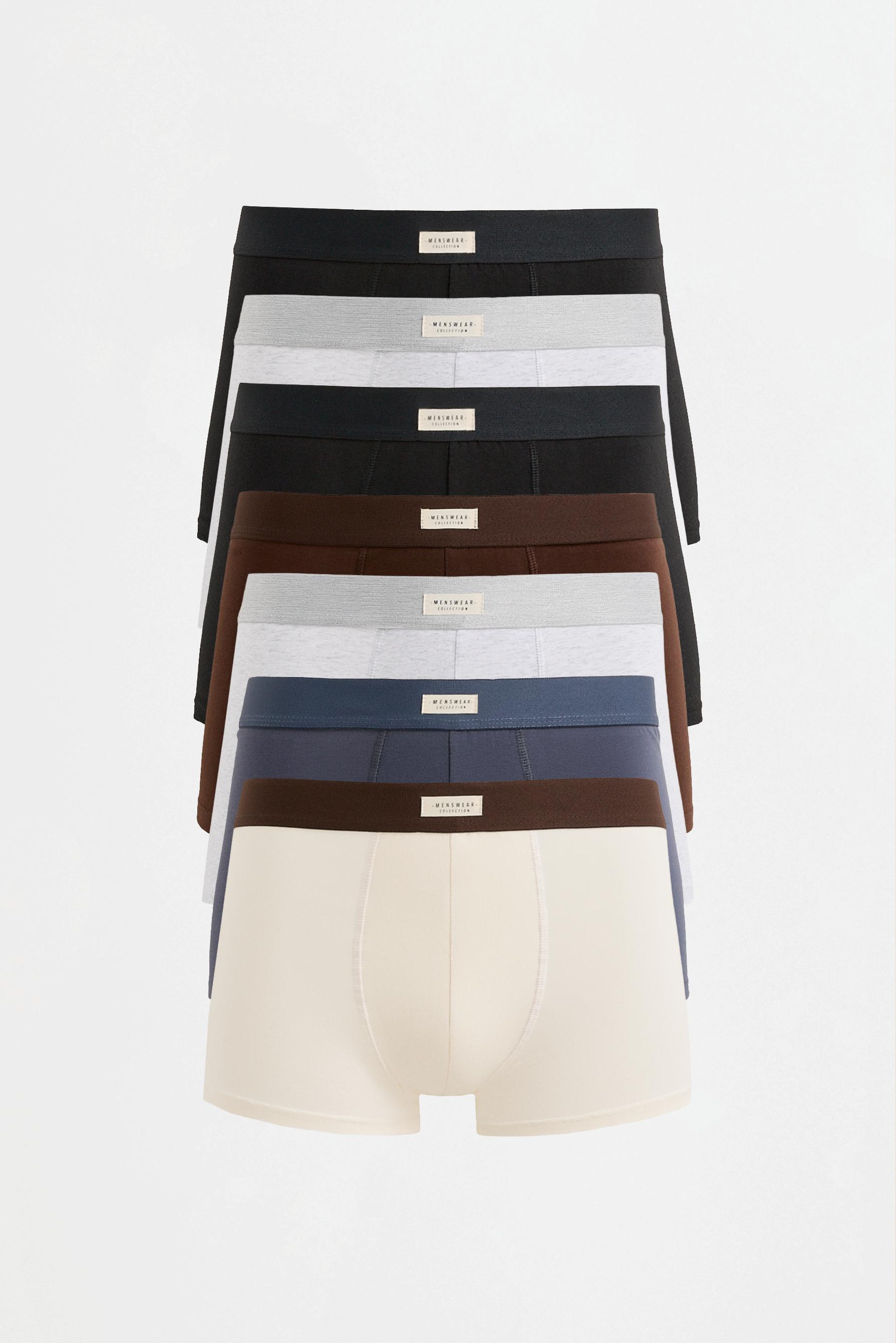 Pack of 7 plain boxers — BROWN