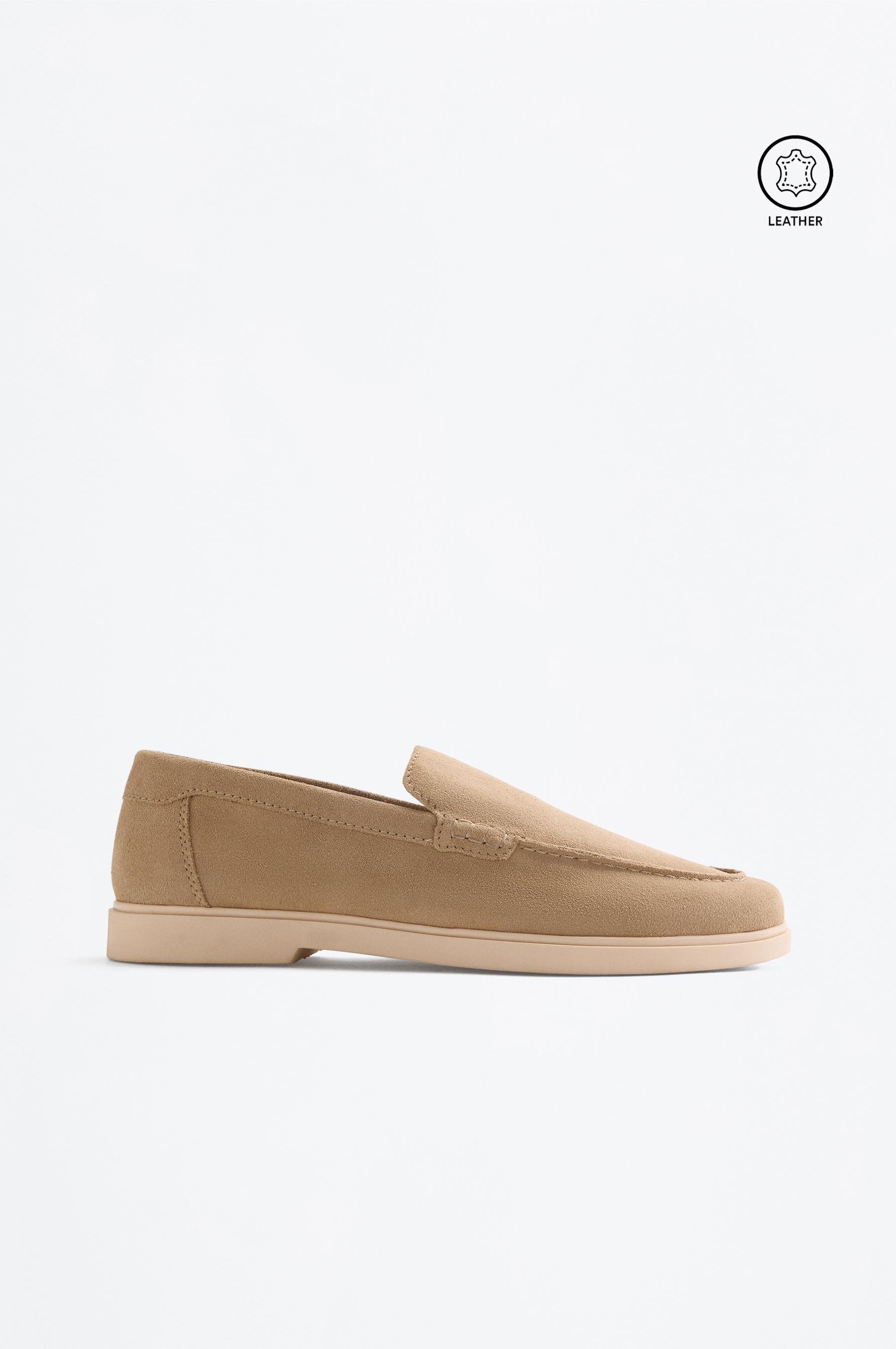 Casual leather loafers — BEIGE