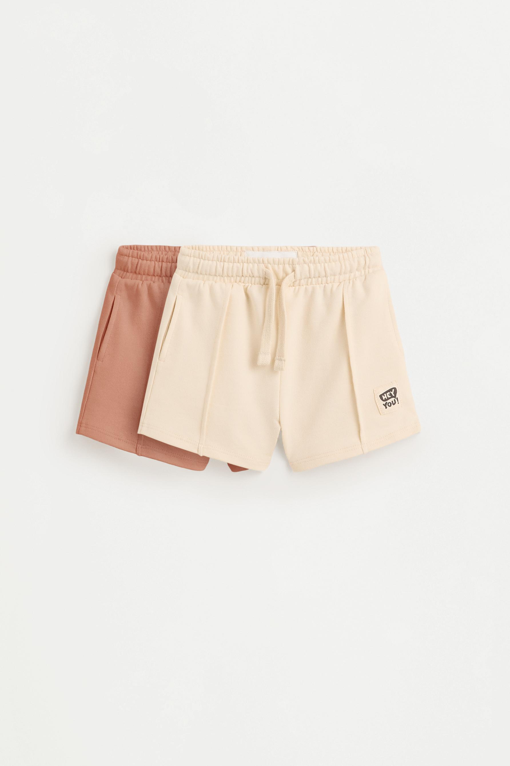 Pack of 2 plain fleece shorts — LIGHT BEIGE