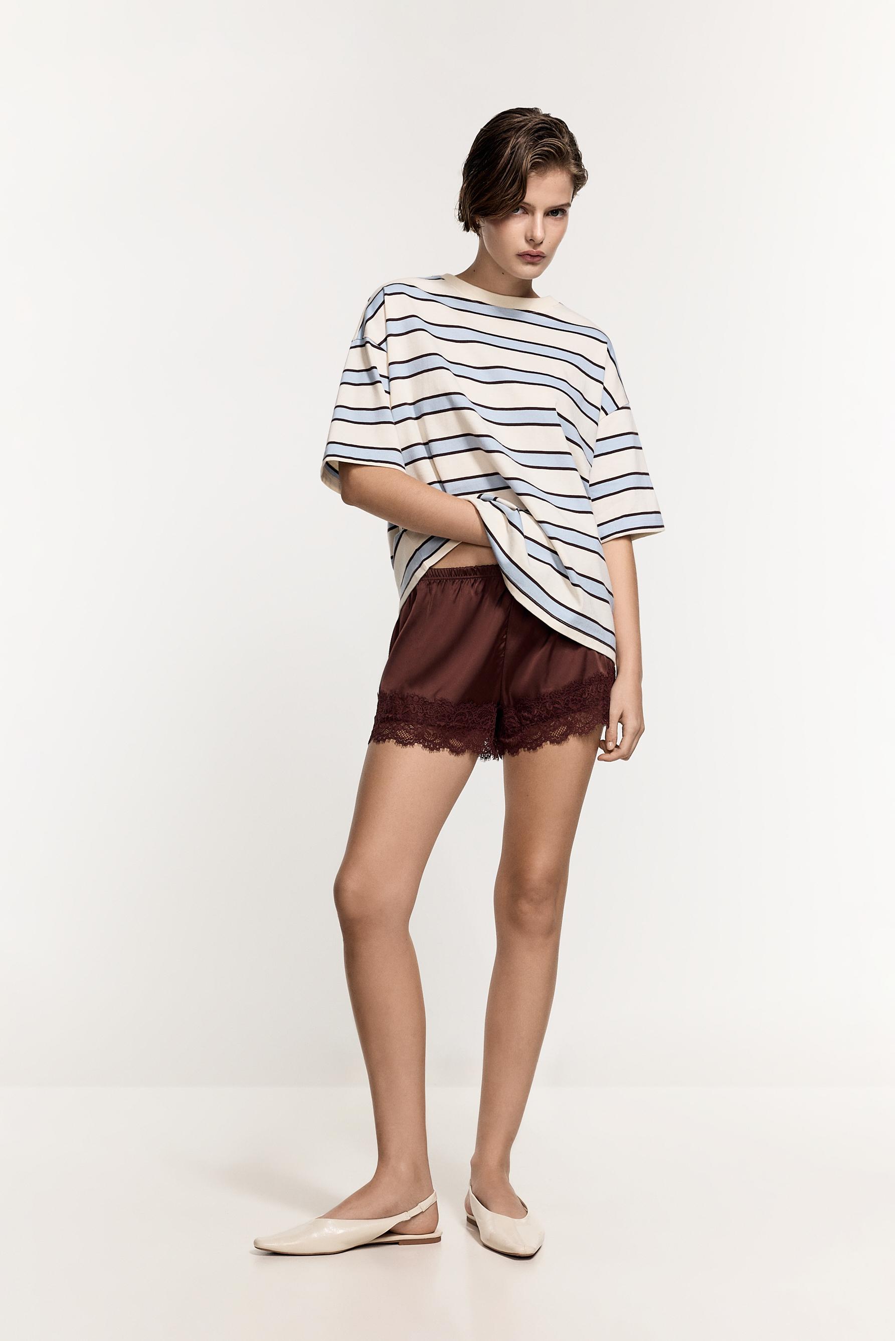 Women's Beige Striped T-Shirt — ECRU