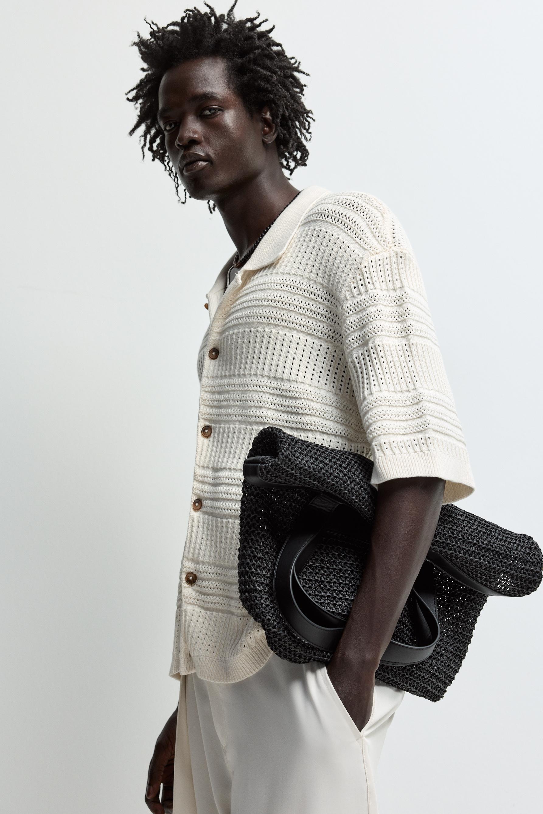 Cutwork knit shirt — OFF WHITE