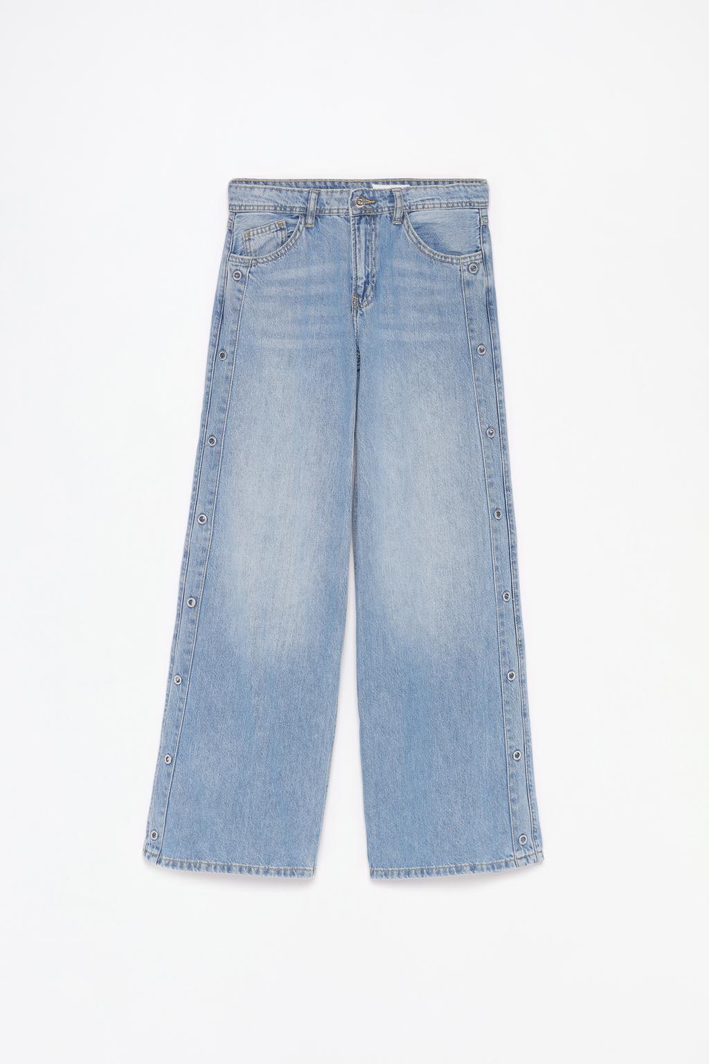 Jeans wide leg botones