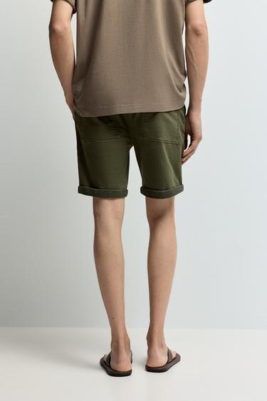 Denim jogger Bermuda shorts — DARK GREEN 4