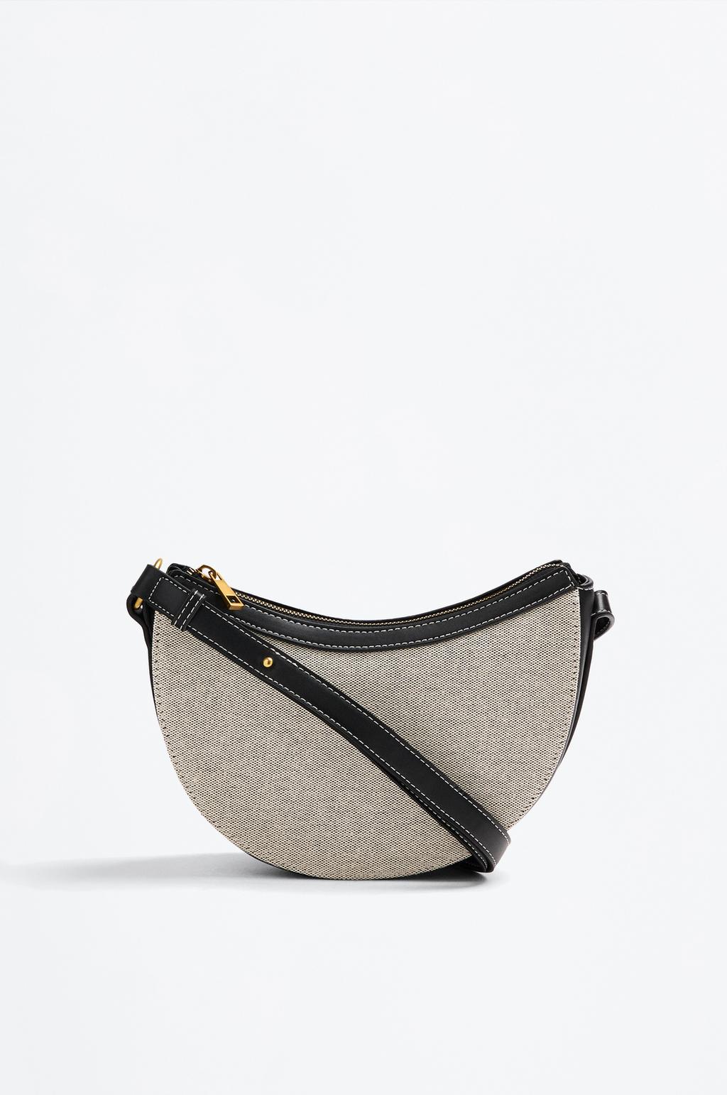 Contrast texture canvas crossbody bag