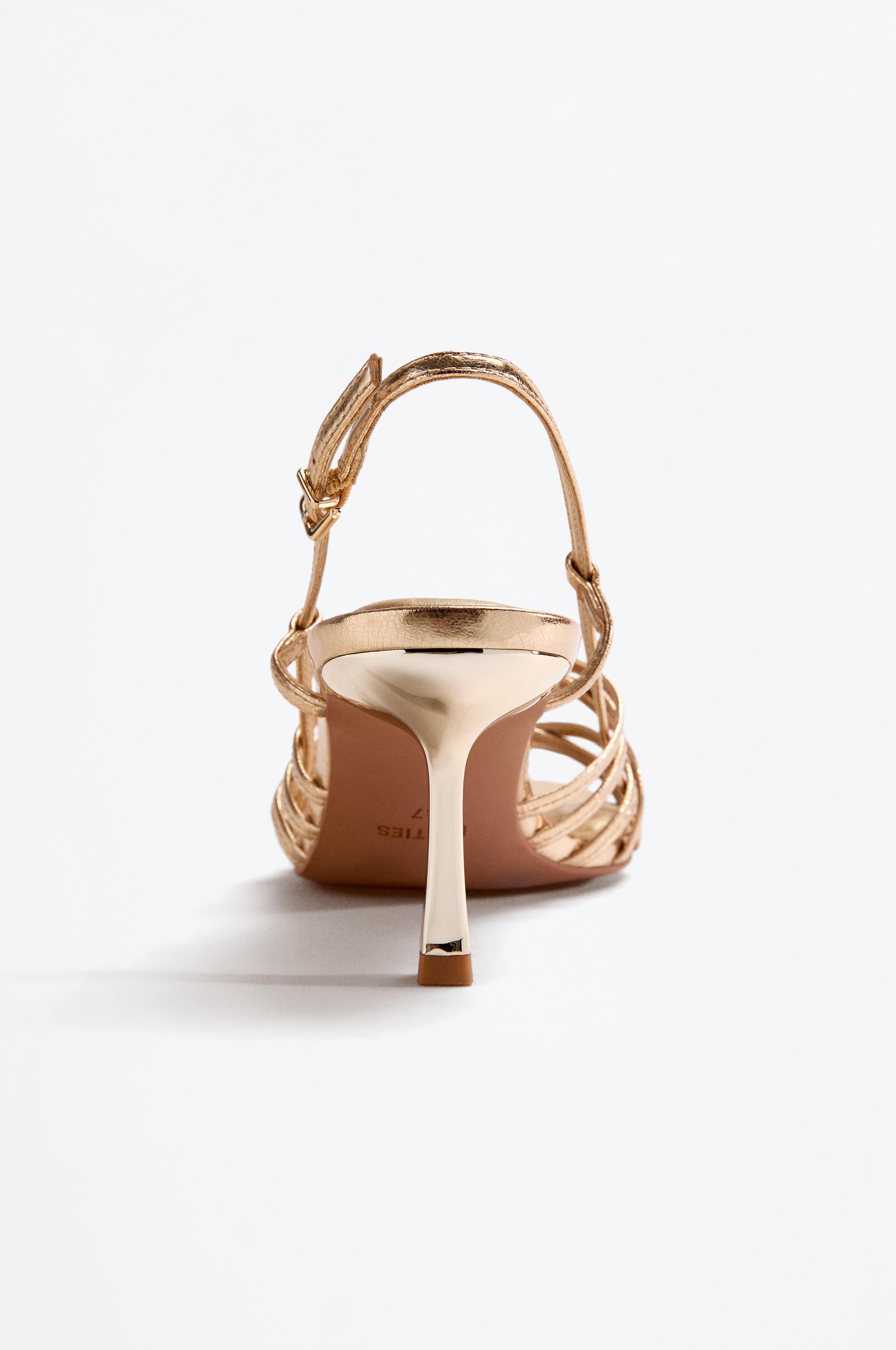 Gold multi-strap heeled sandals — GOLD