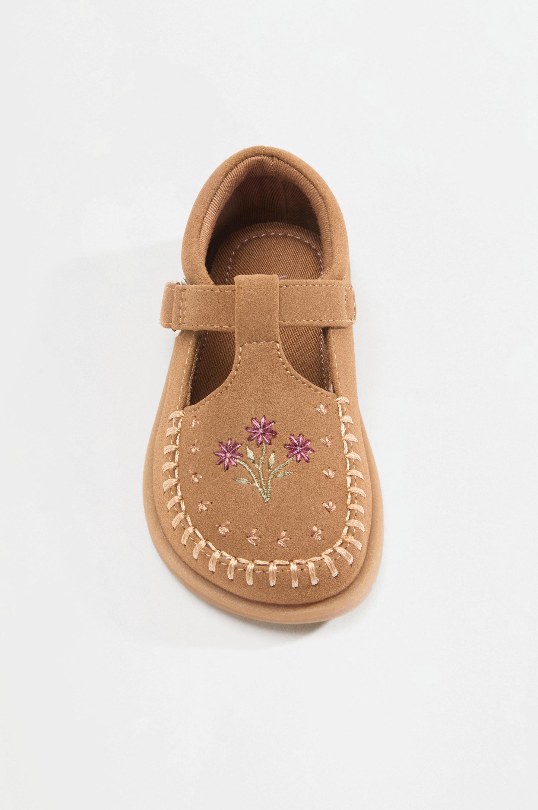 Barefoot faux suede topstitched shoes — LEATHER