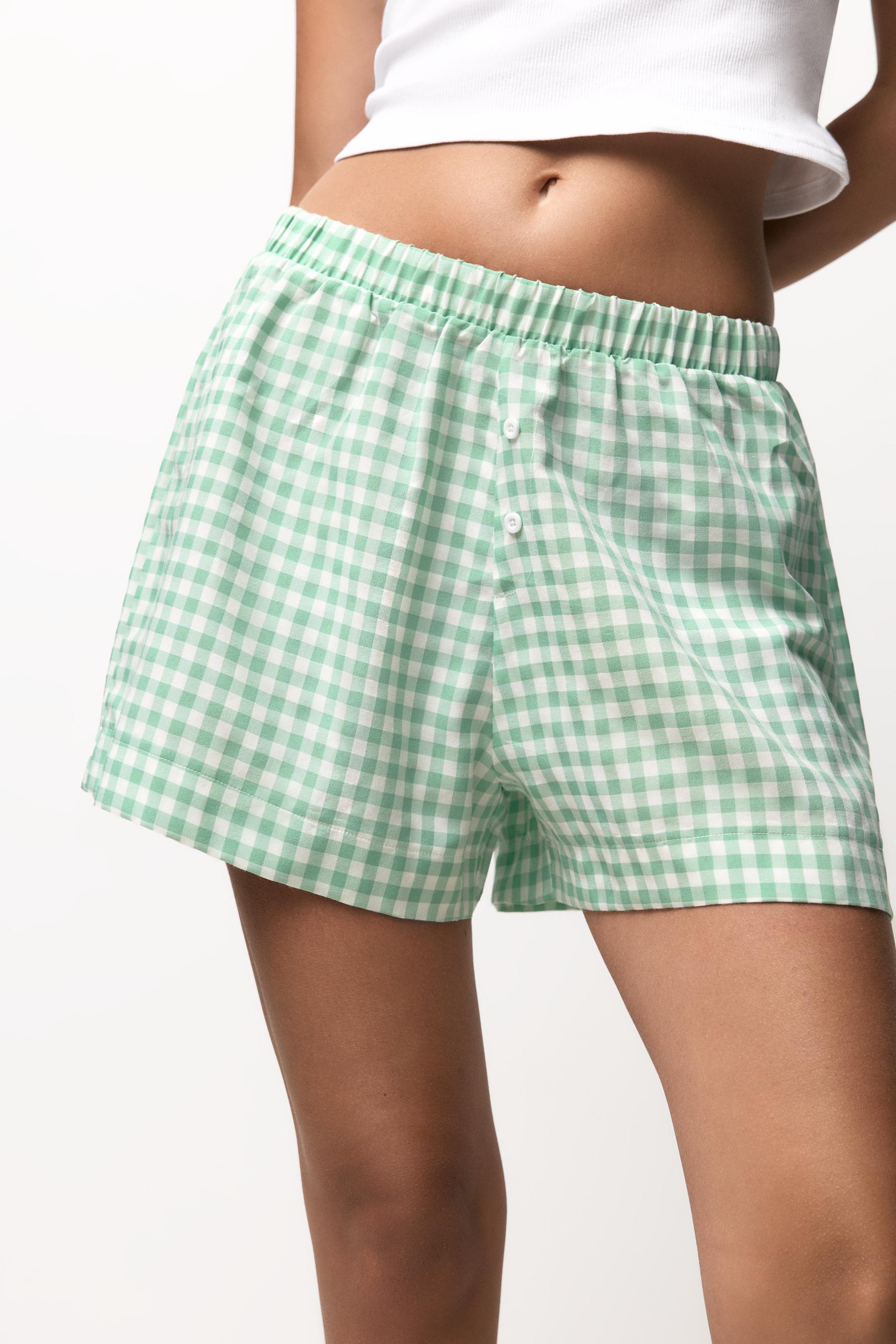 Gingham boxer shorts — GREEN