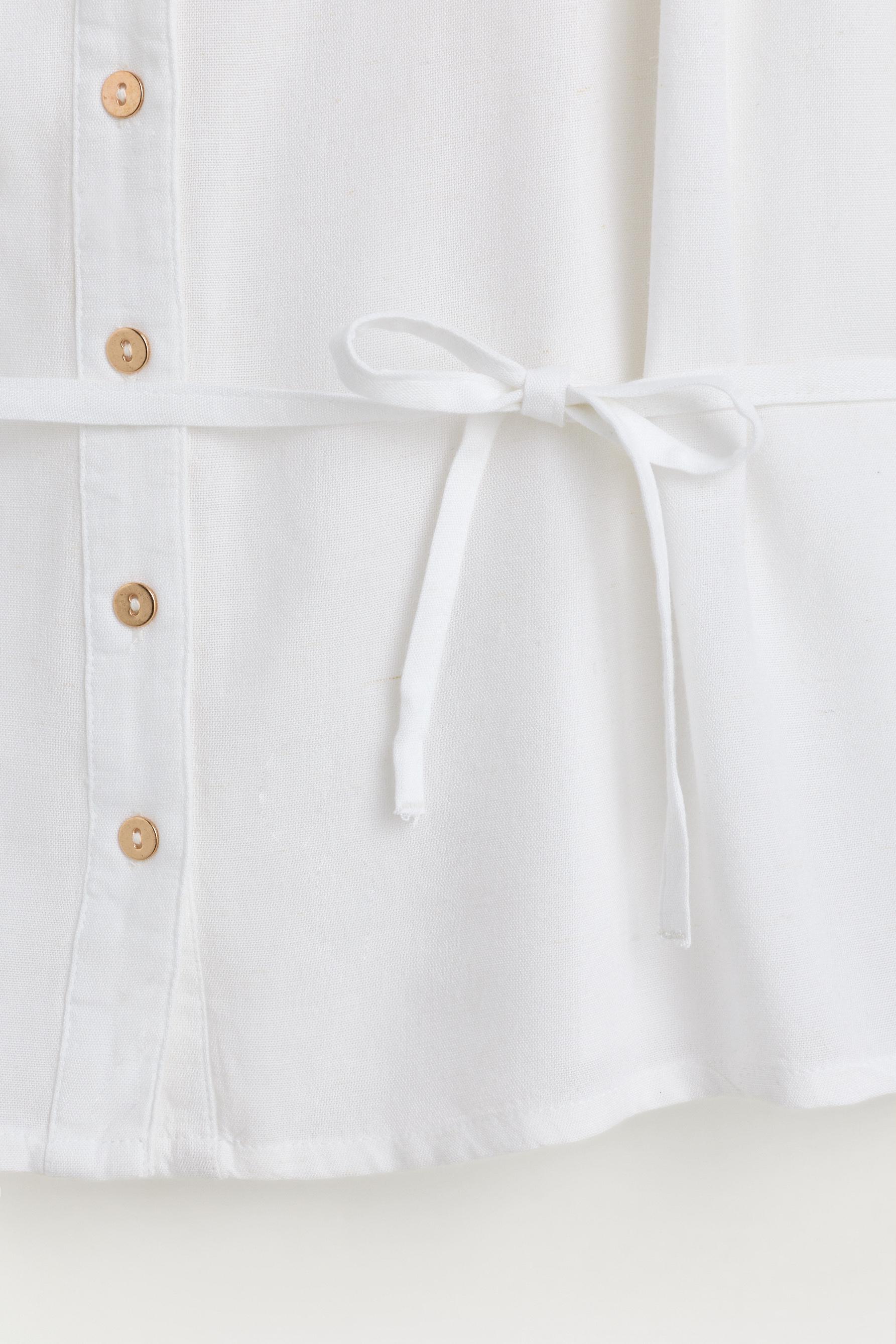 Tie-waist shirt — WHITE