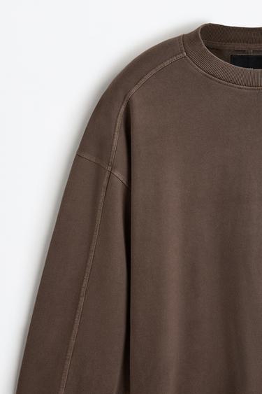 Washed-effect sweatshirt — DARK BROWN 7