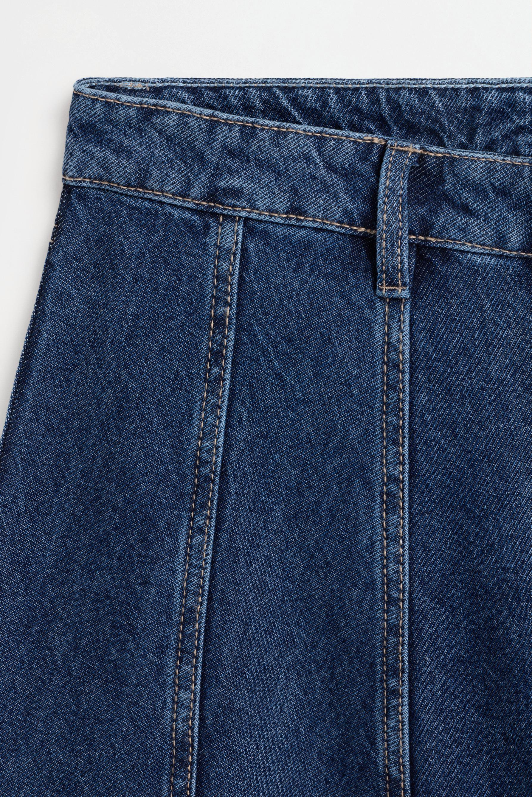 Godet denim midi skirt — BLUE MARL