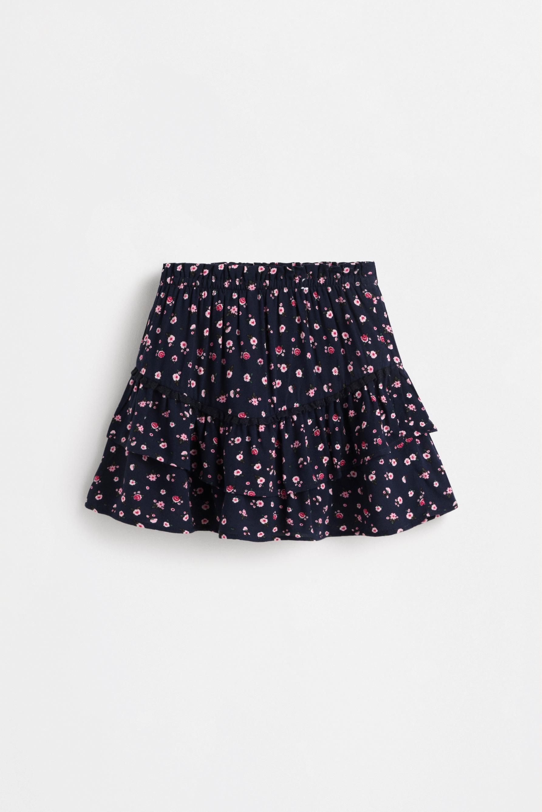 Floral ruffle skort — NAVY