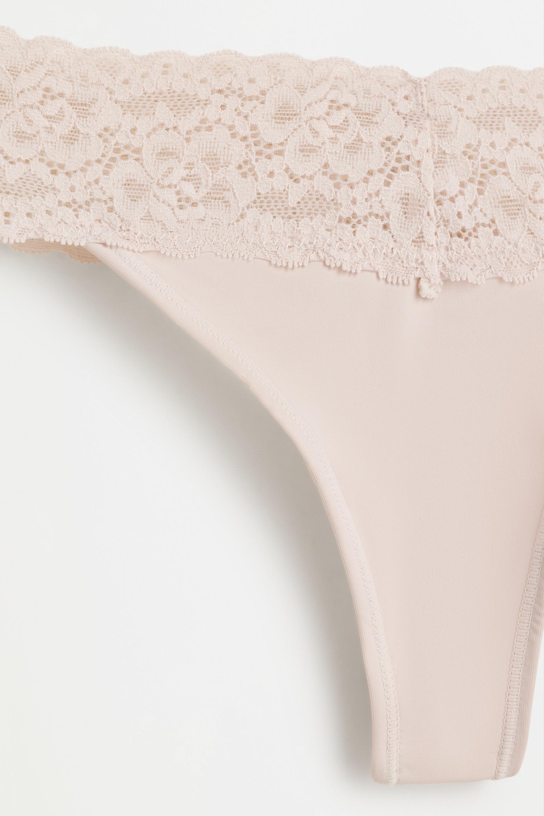 Lace-waist thongs (2-pack) — BLACK
