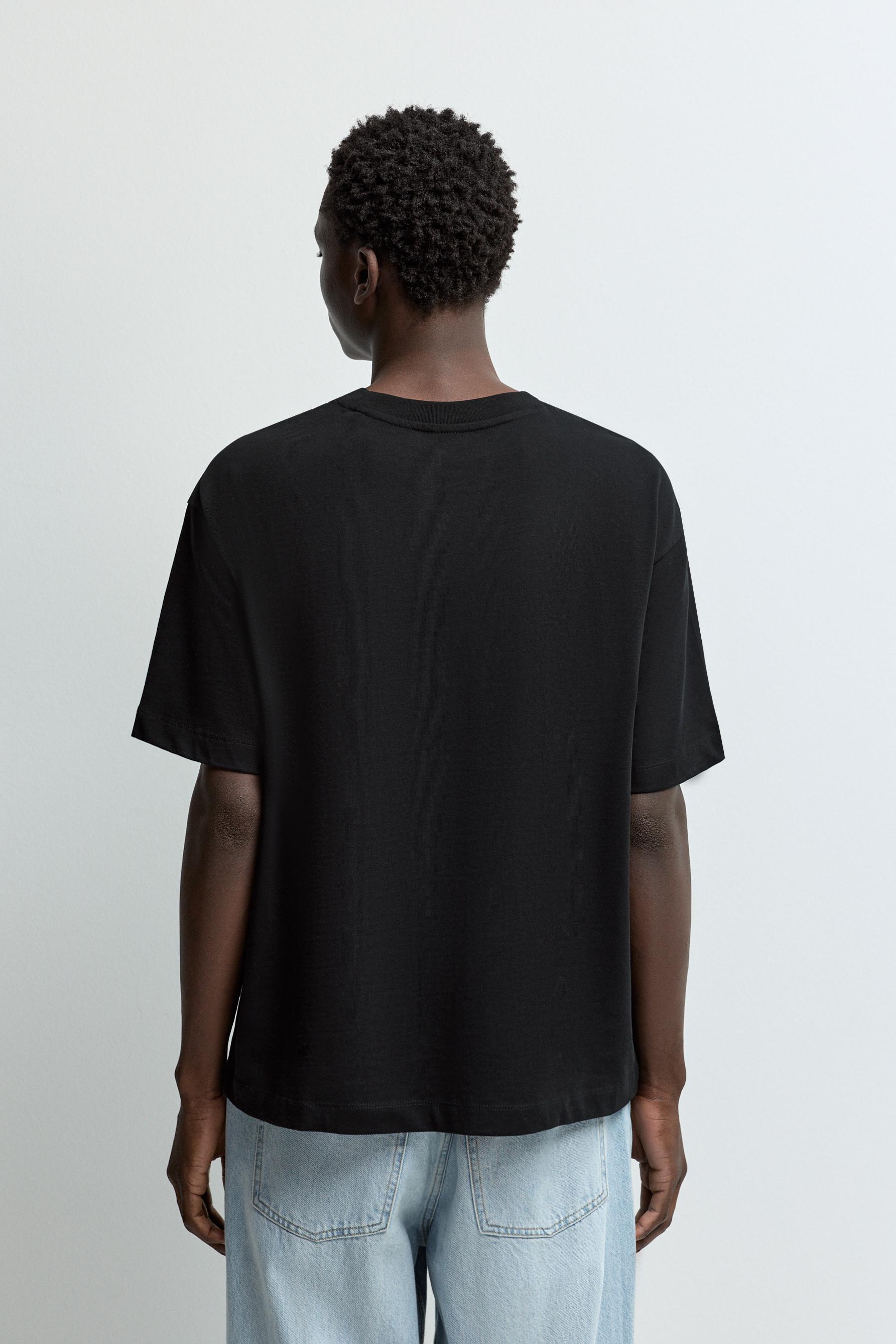 Boxy medium weight T-shirt — BLACK