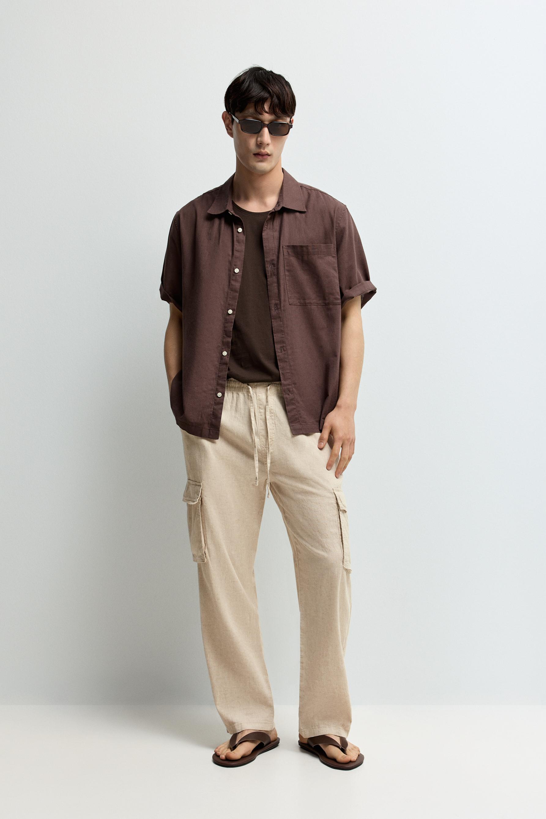 Linen-cotton cargo jogger trousers — OFF WHITE