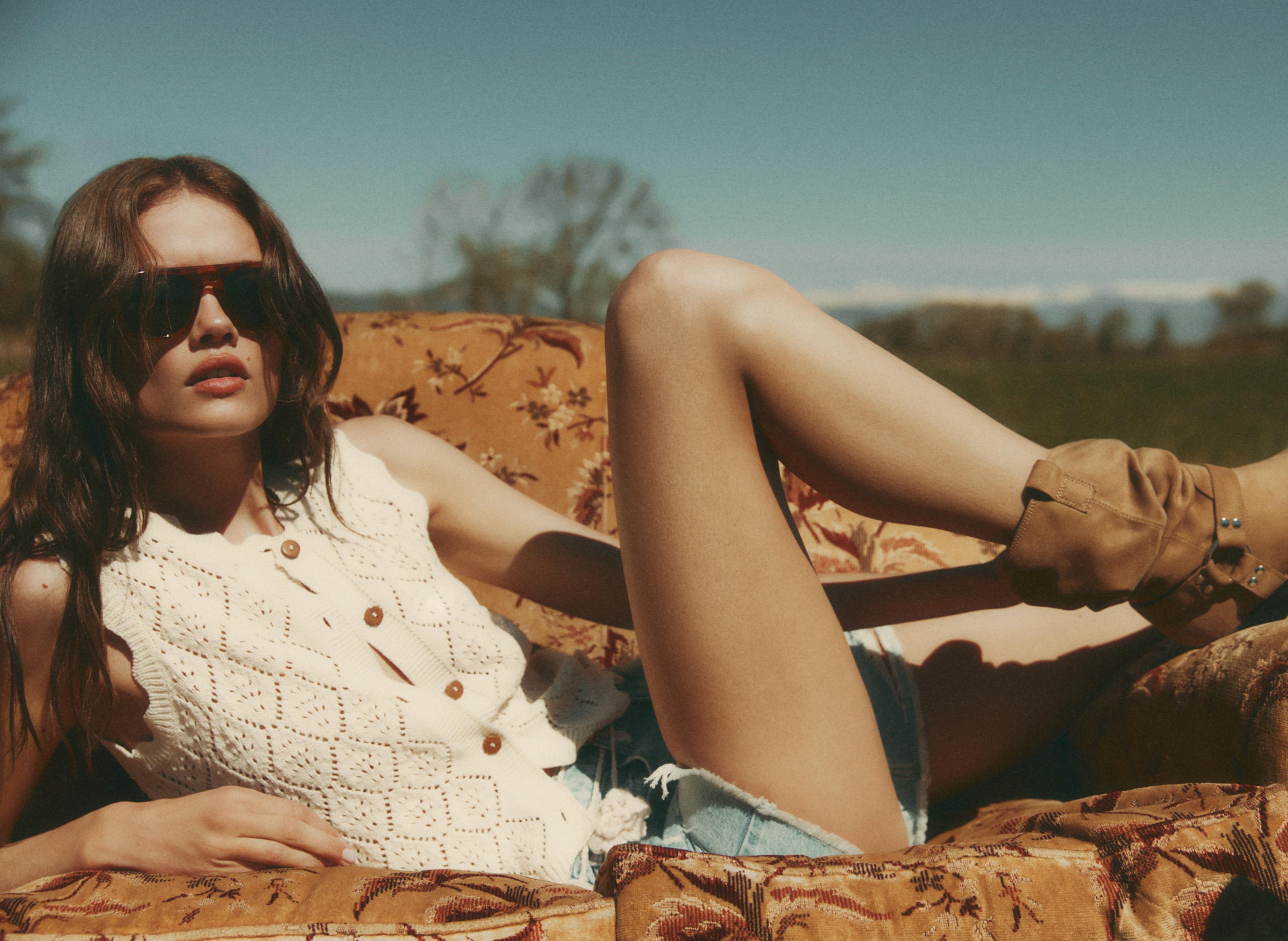 Cutwork knit top — ECRU