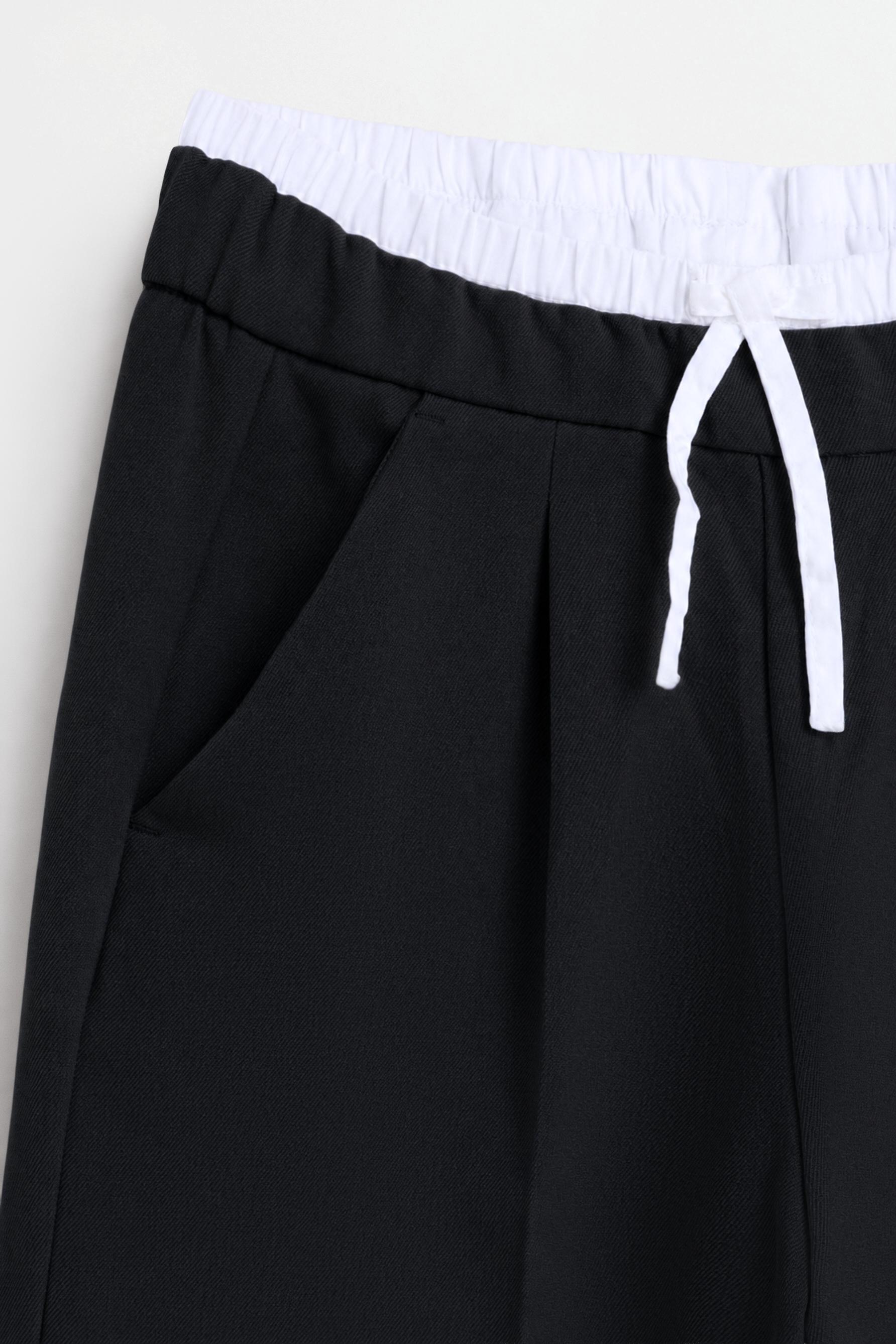 Double waistband wide-leg trousers — BLACK