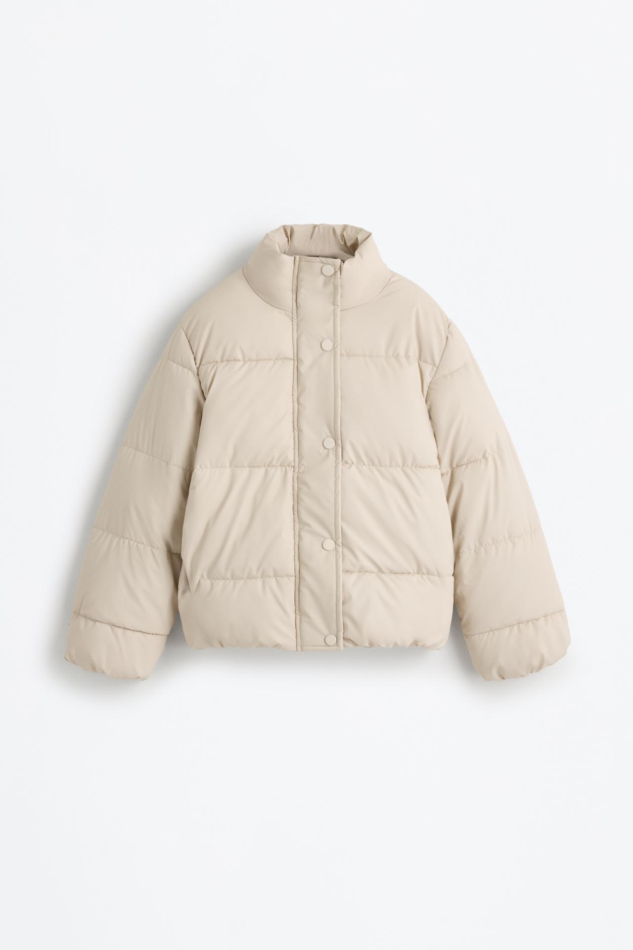 Rubberised quilted jacket — ECRU
