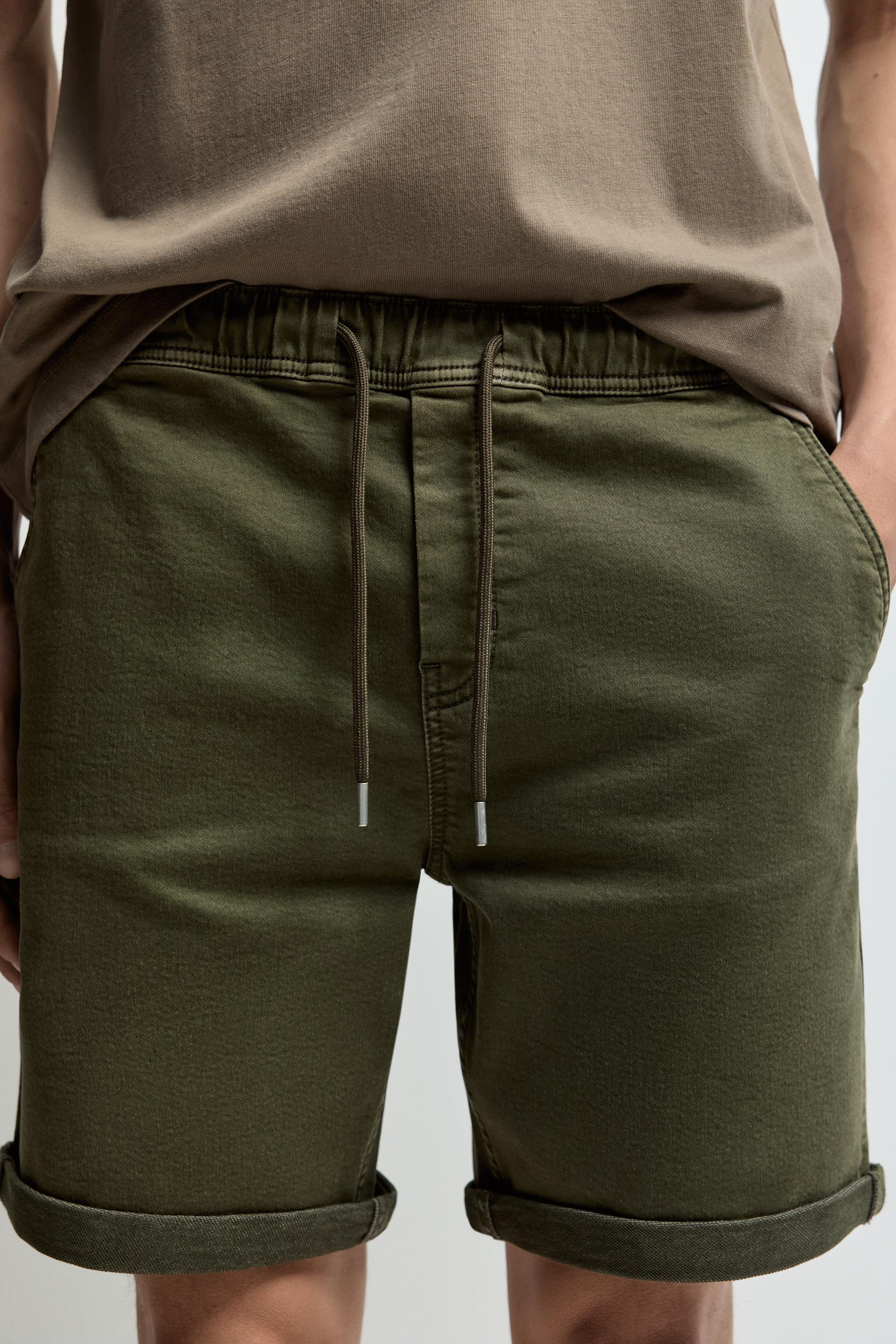 Denim jogger Bermuda shorts — DARK GREEN