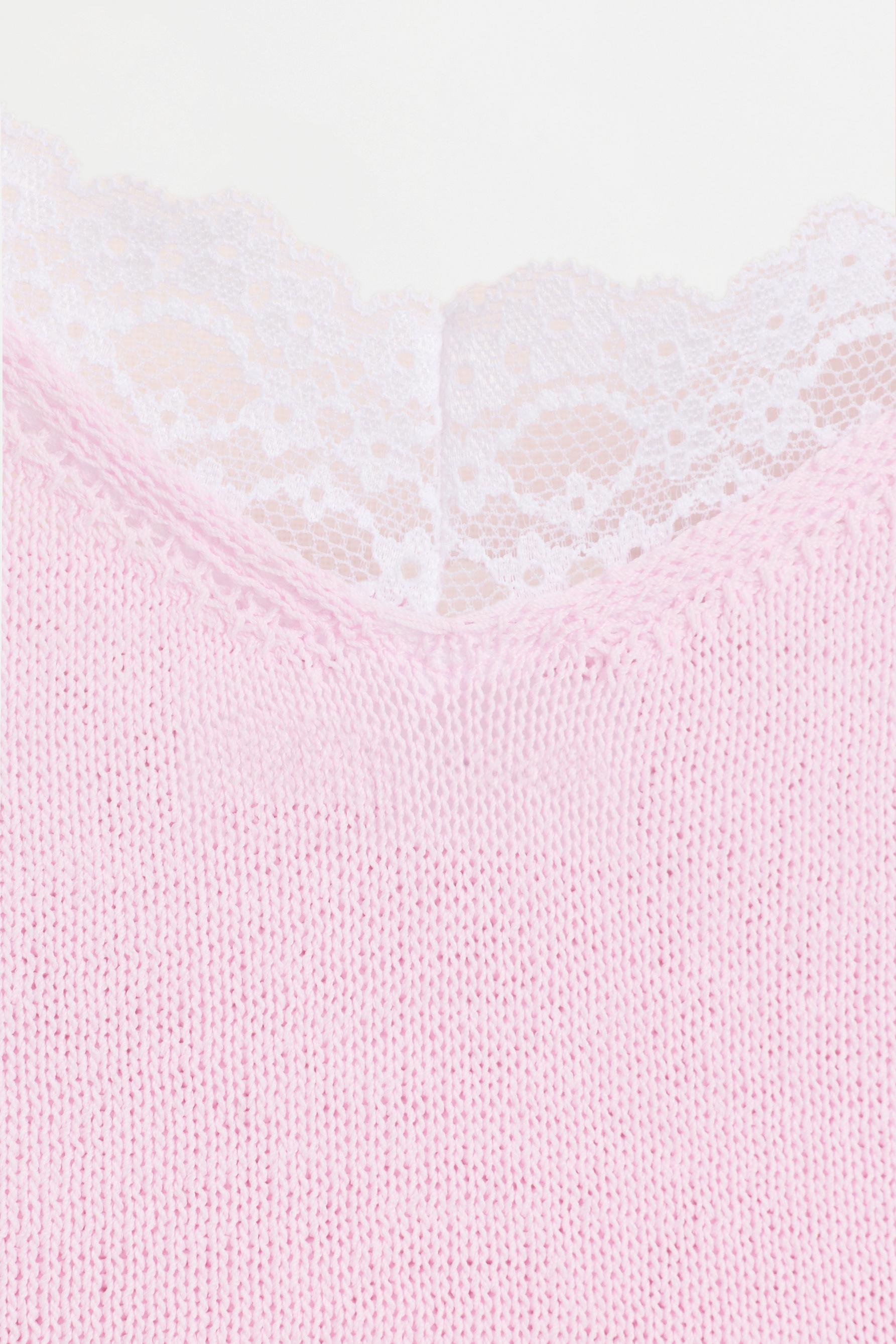 Lace knit top — PASTEL PINK