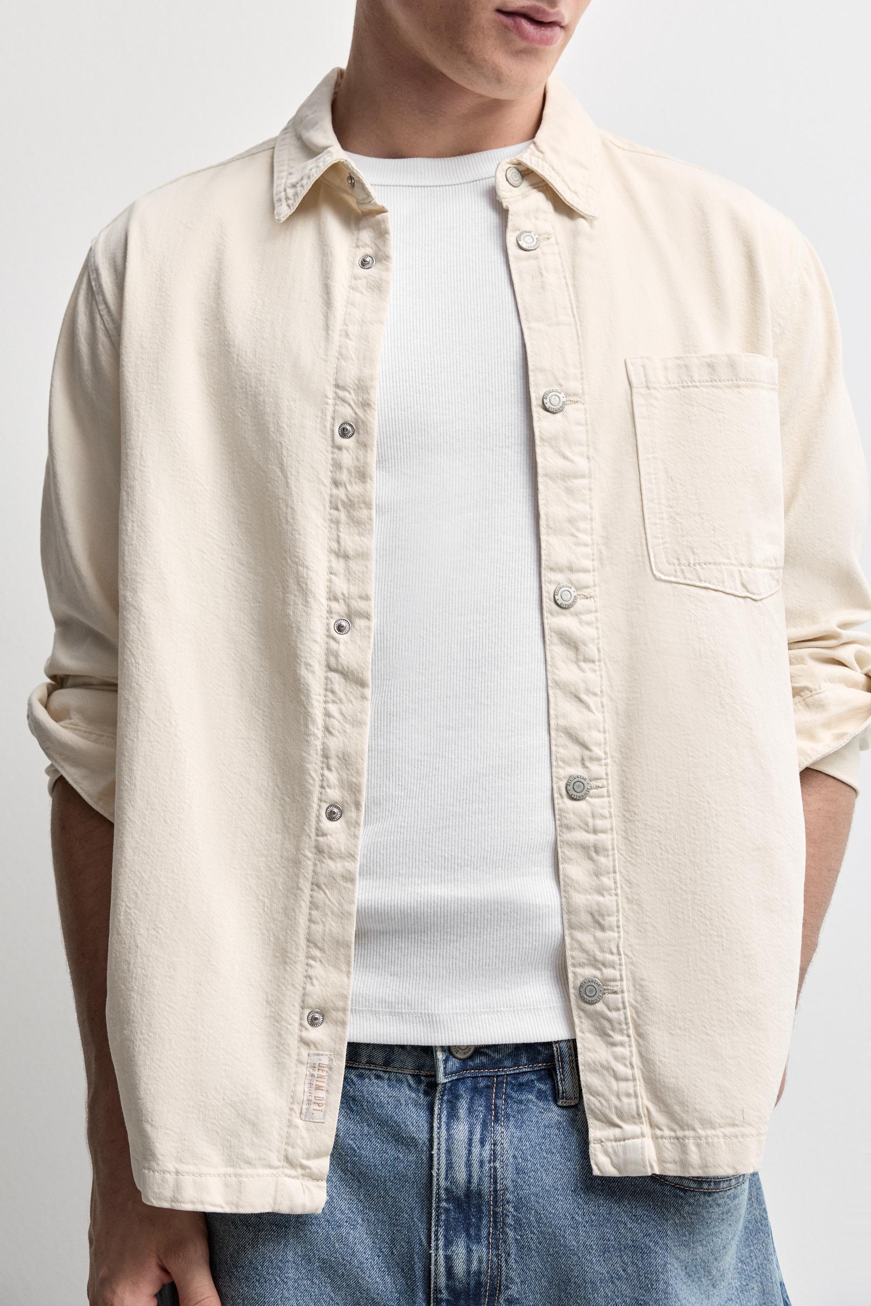 Lightweight denim overshirt — ECRU