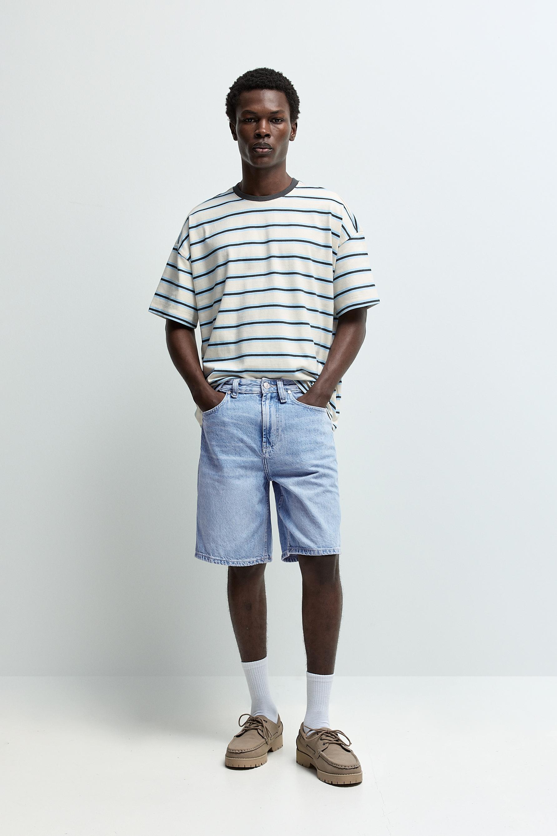 Straight denim Bermuda shorts — SKY BLUE