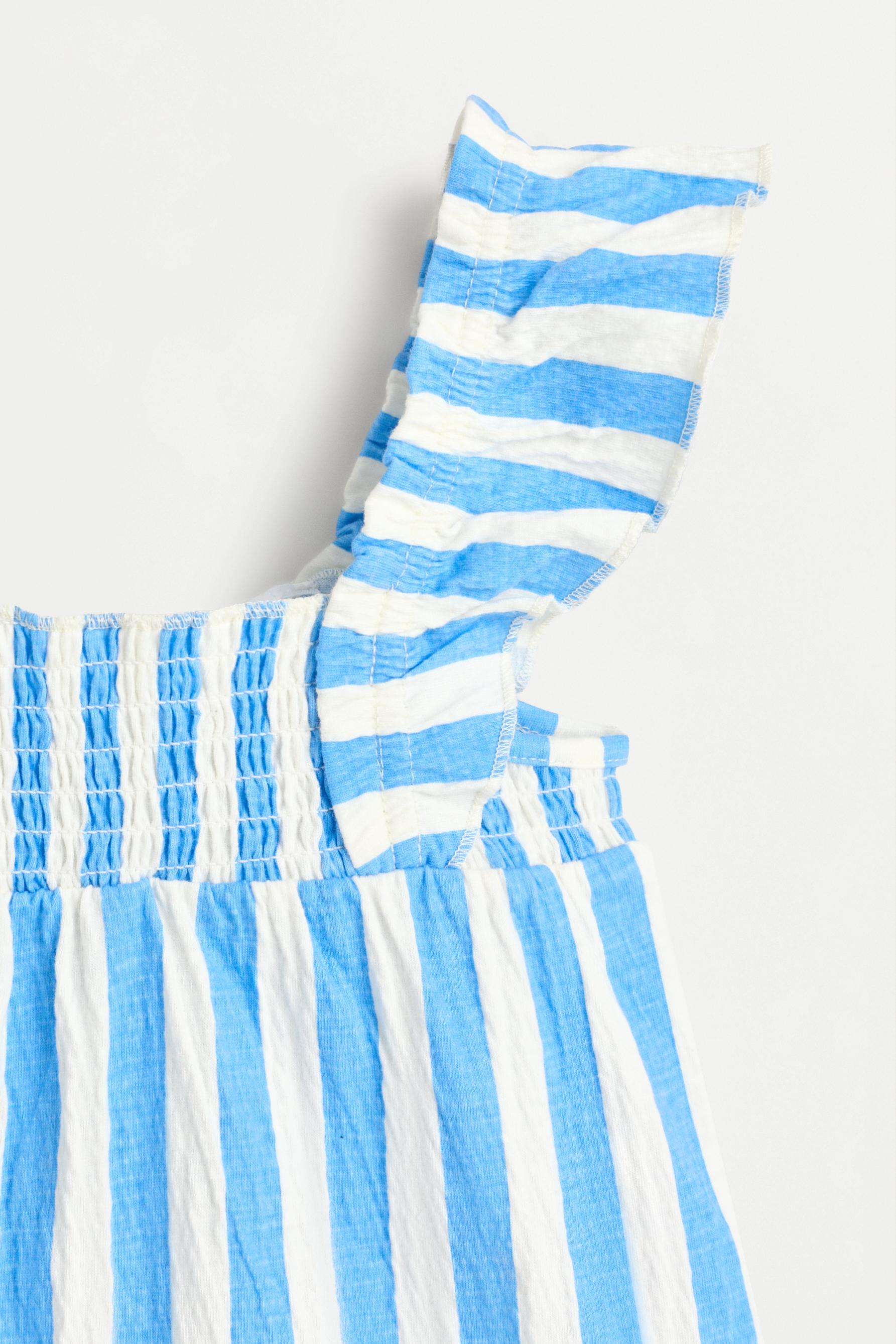 Striped dress with ruffles — ECRU
